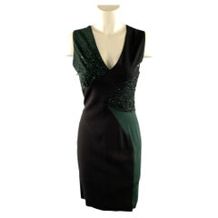 Gianni Versace Autunno/Inverno 2018, taglia 6, abito da cocktail nero e verde con perline