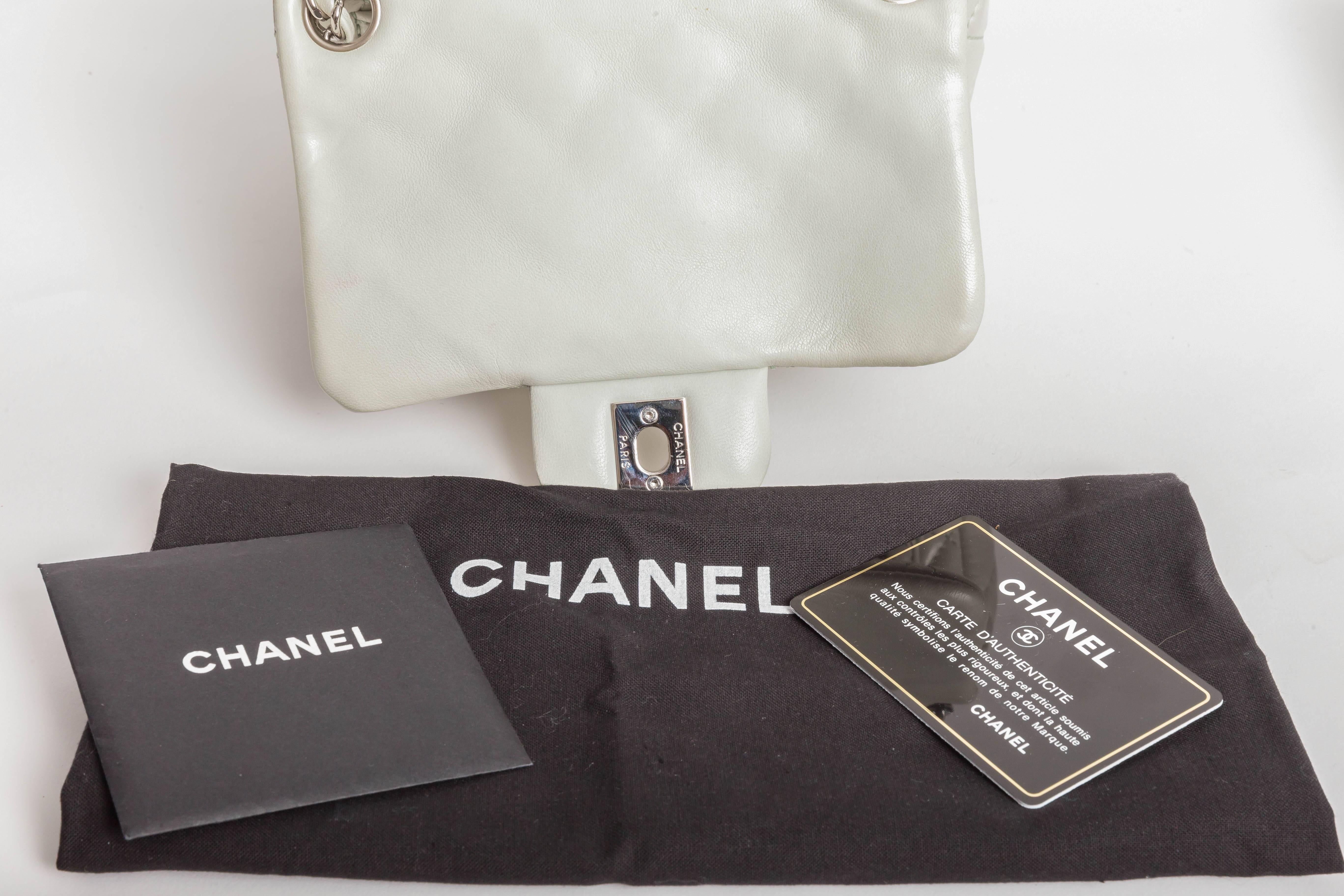 Chanel Mini Quilted Classic Single Flap in Celadon Green with Silver Hardware 2