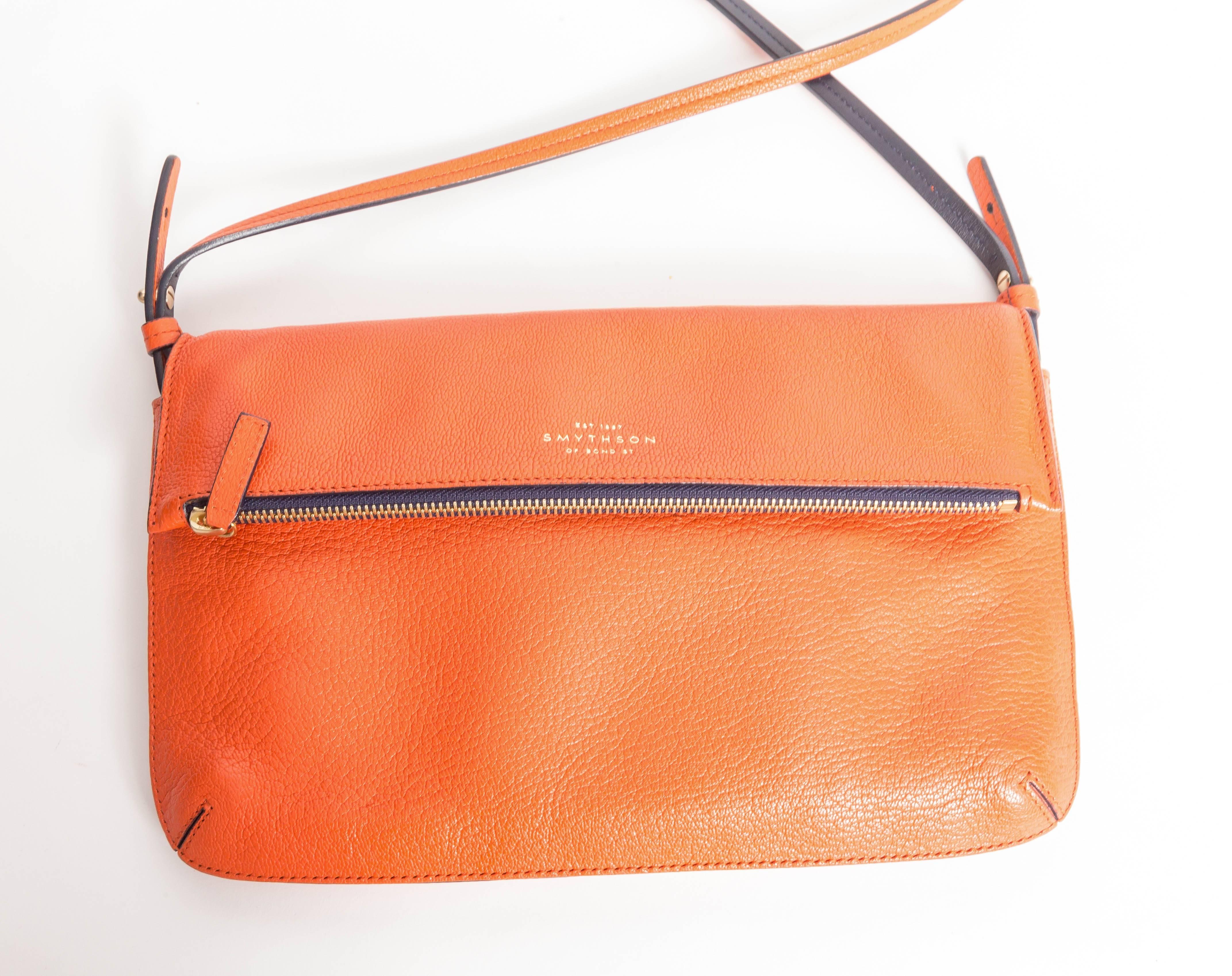 Smythson Chameleon Crossbody in Orange In Excellent Condition In Westhampton Beach, NY