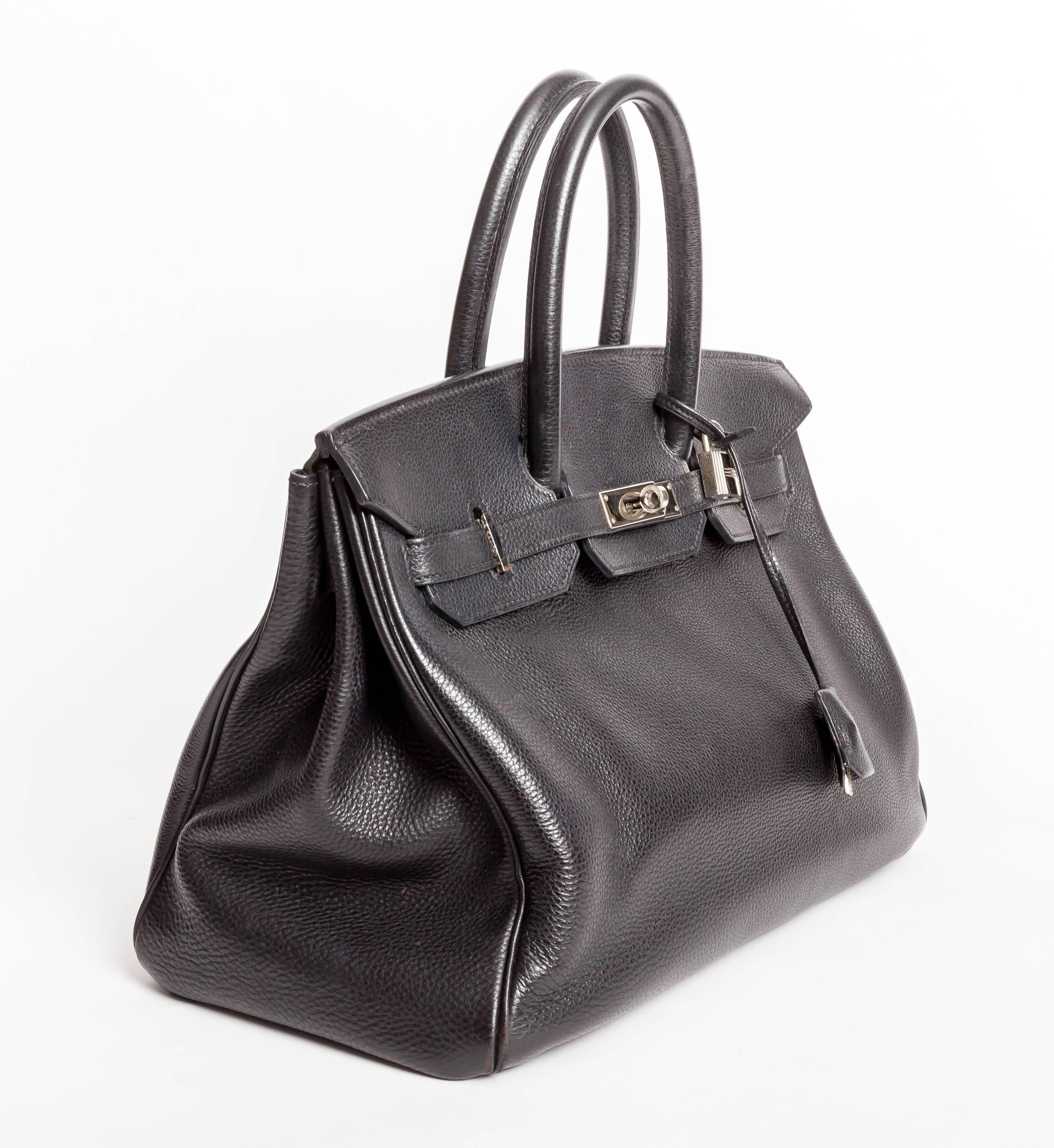 Hermes Noir / Black Togo Palladium Hardware Birkin Bag For Sale 1
