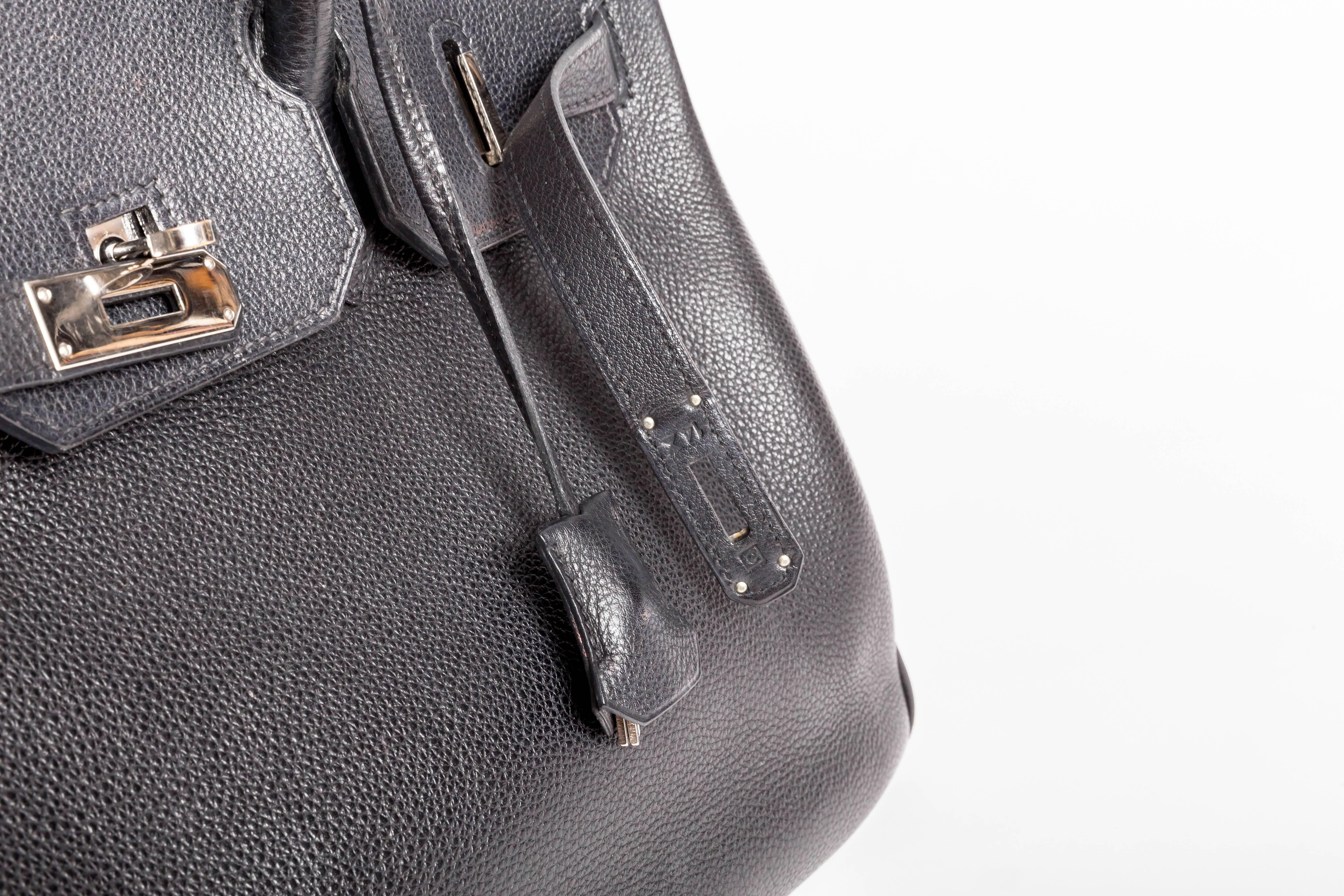 Hermes Noir / Black Togo Palladium Hardware Birkin Bag For Sale 3