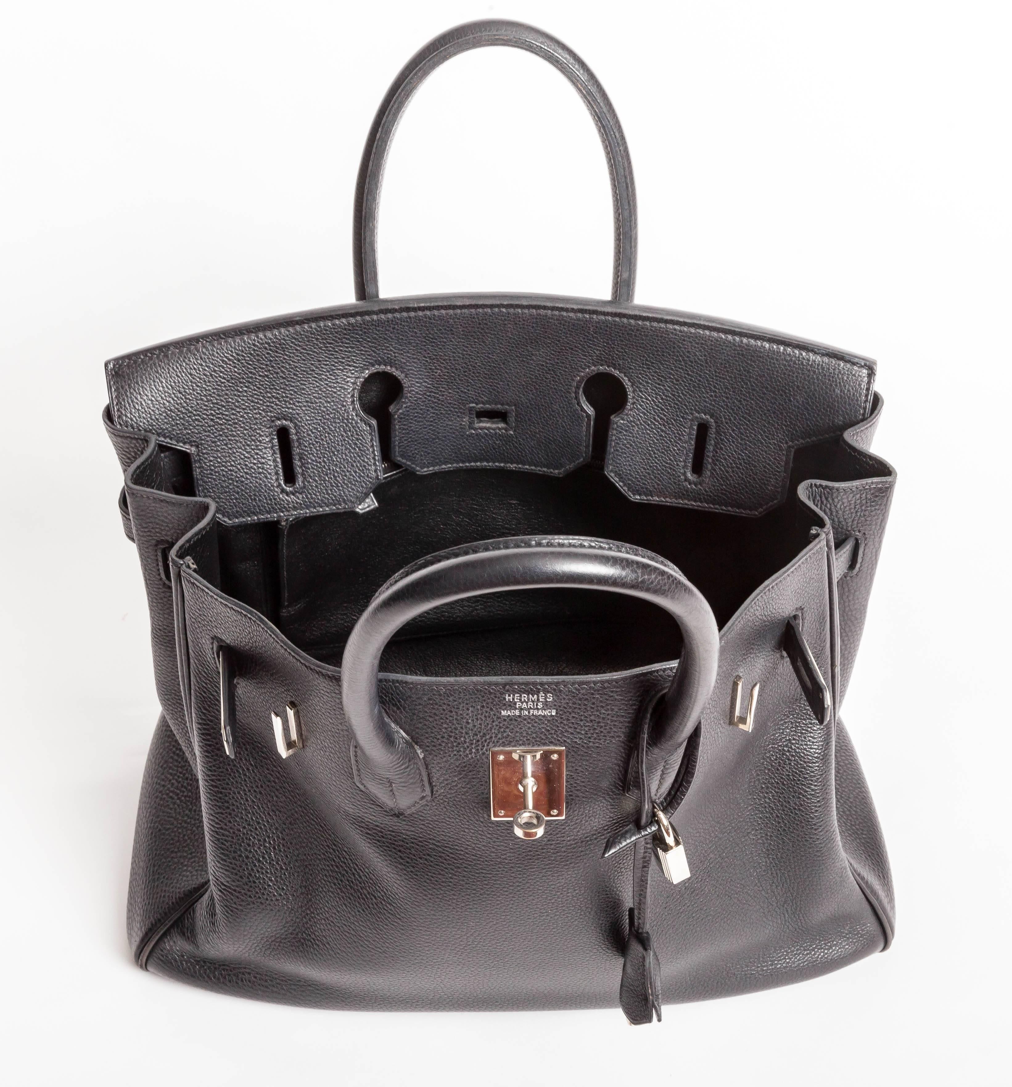 Hermes Noir / Black Togo Palladium Hardware Birkin Bag For Sale 4