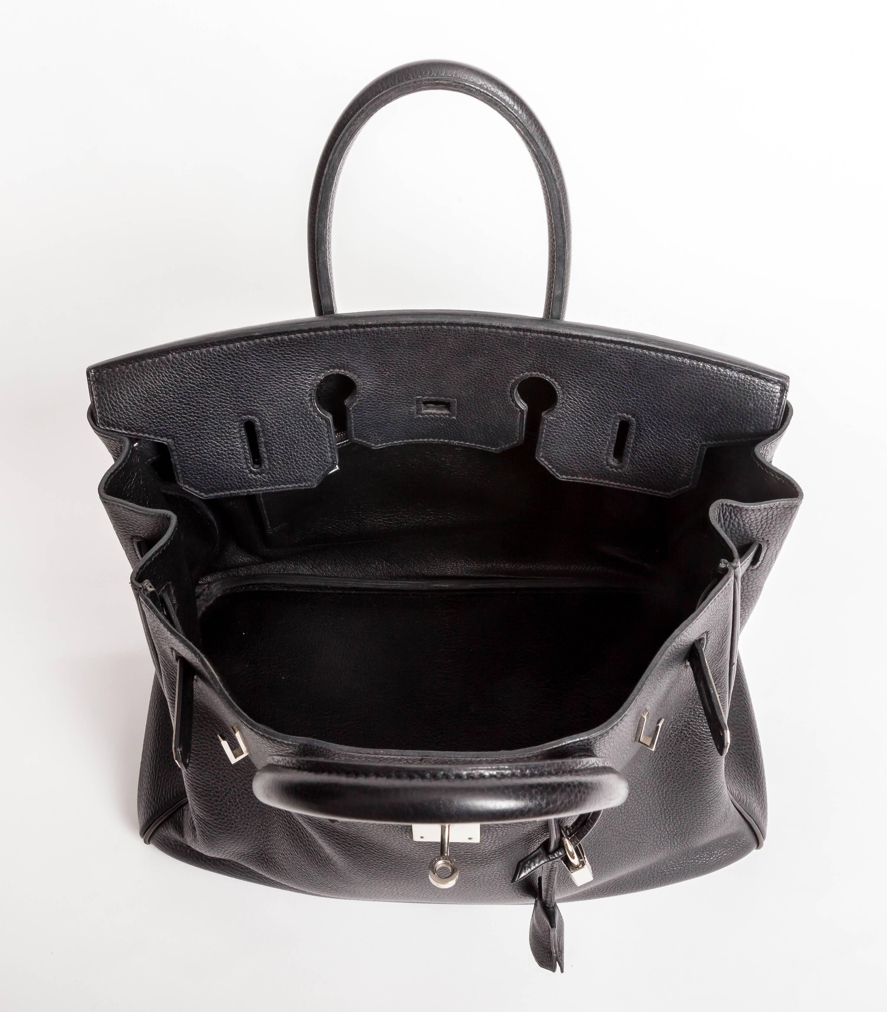 Hermes Noir / Black Togo Palladium Hardware Birkin Bag For Sale 5