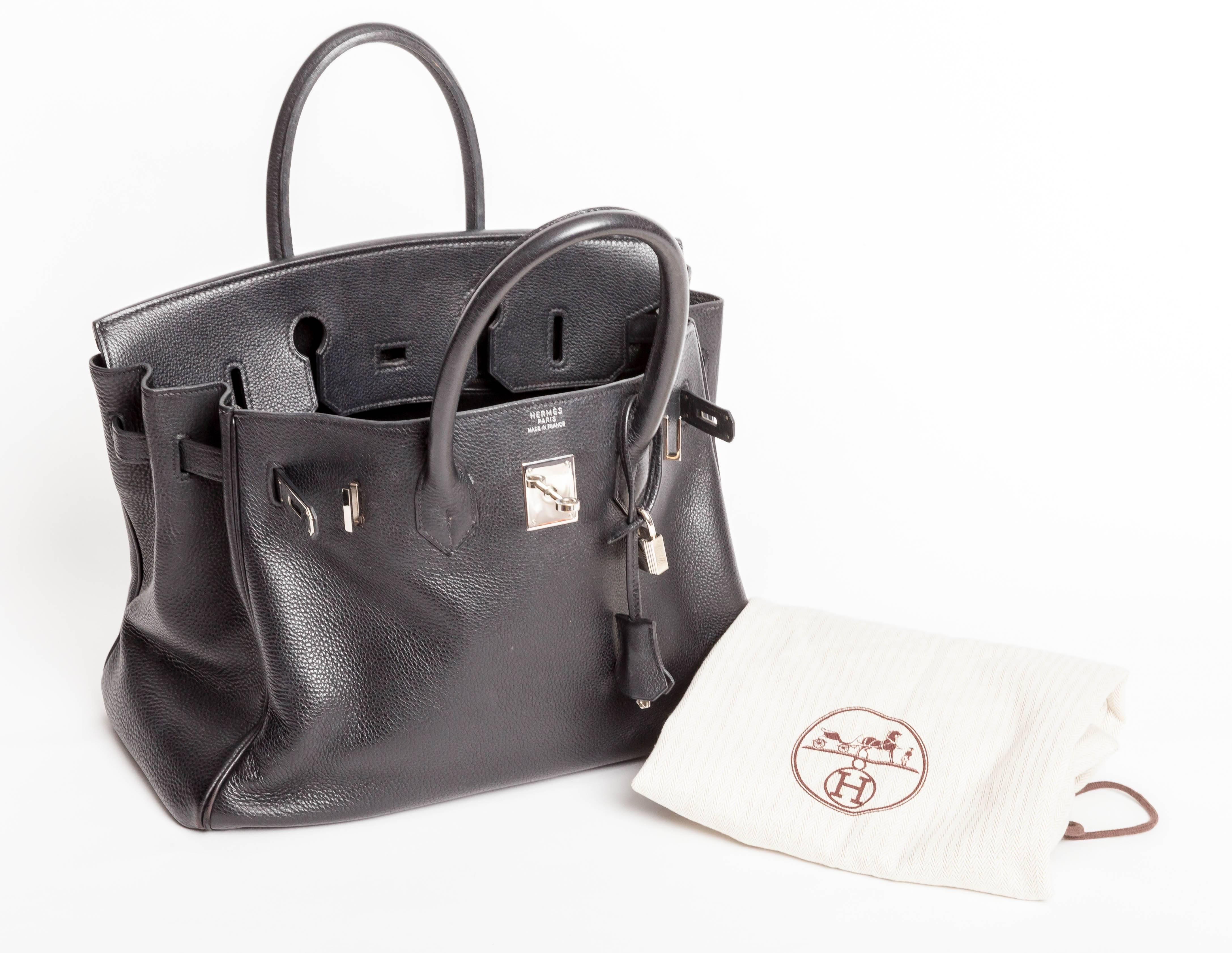 Hermes Noir / Black Togo Palladium Hardware Birkin Bag For Sale 6