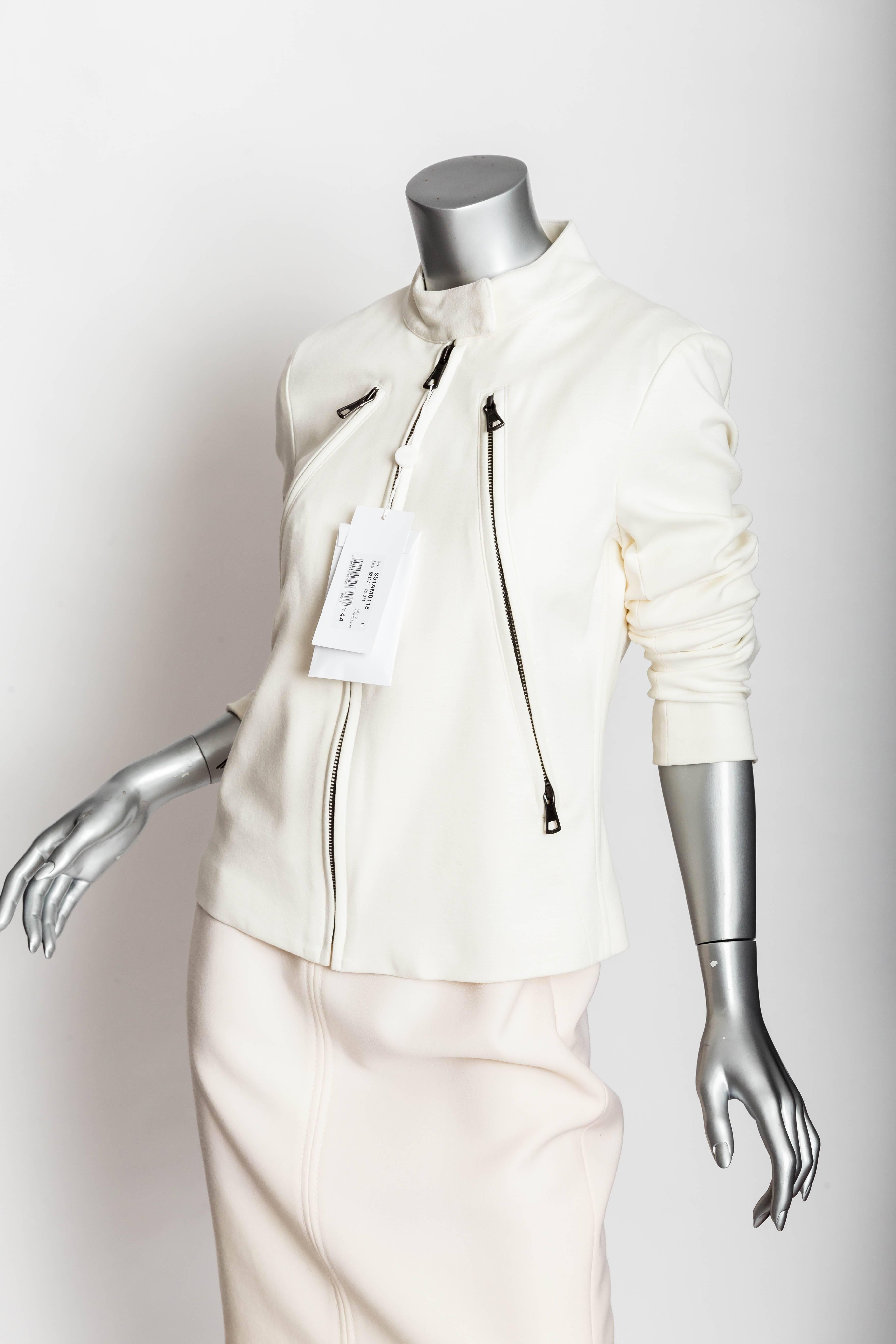 Very chic cream moto jacket by Maison Margiela
This jacket is new with original tags still attached
Shoulder to hem 22 inches