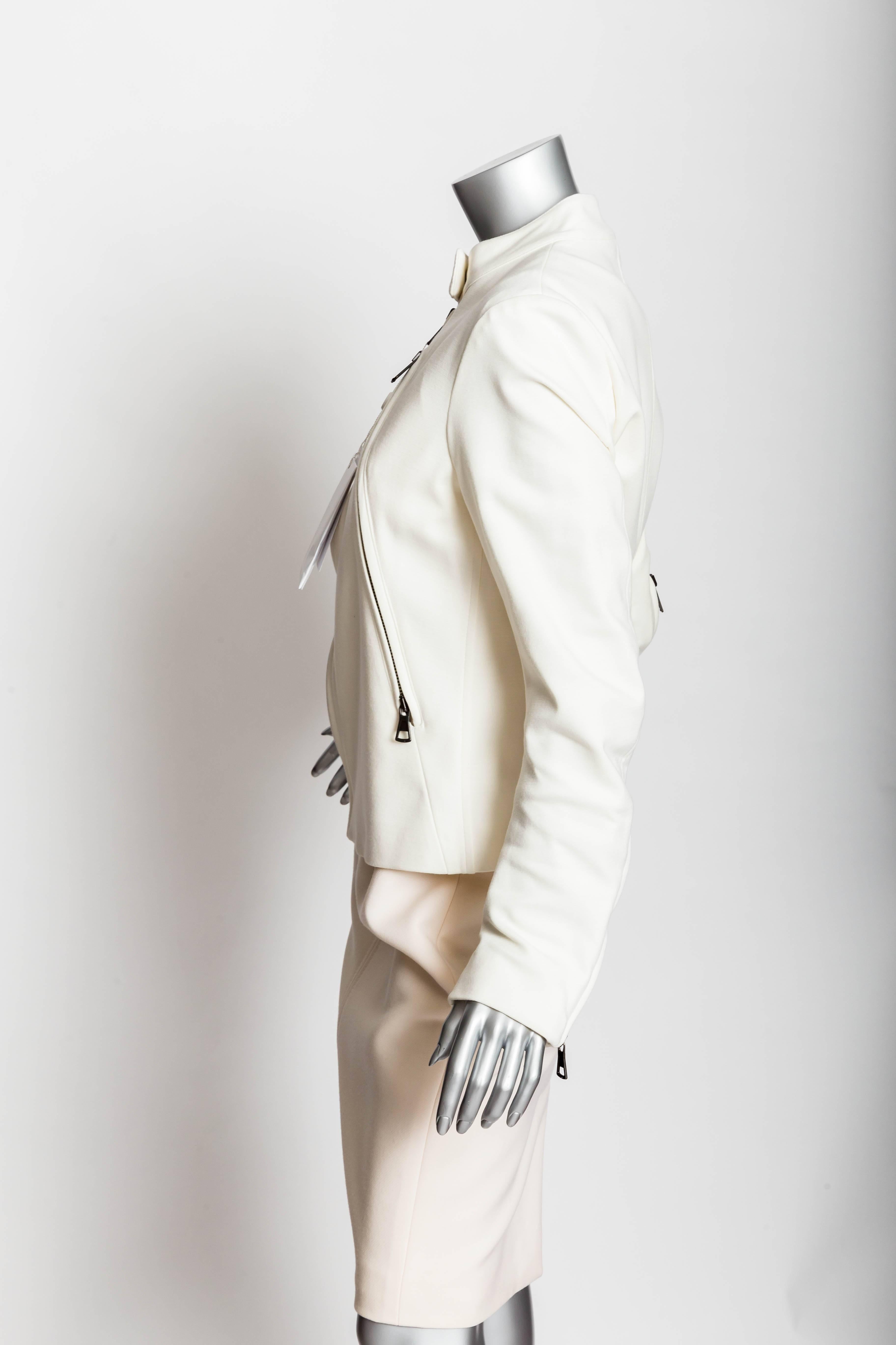 Maison Margiela Cream Knit Moto Jacket - 44 1