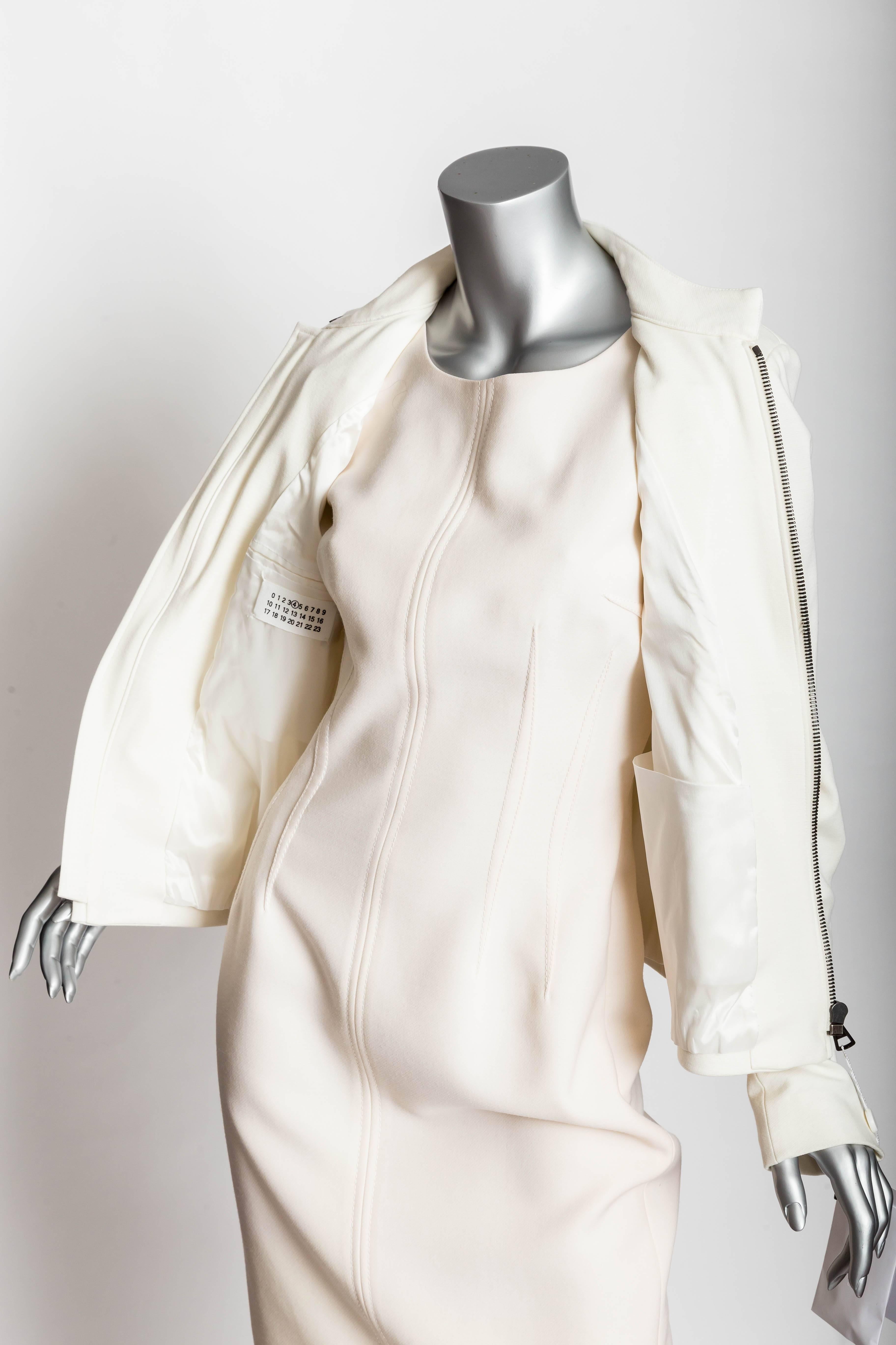 Maison Margiela Cream Knit Moto Jacket - 44 3