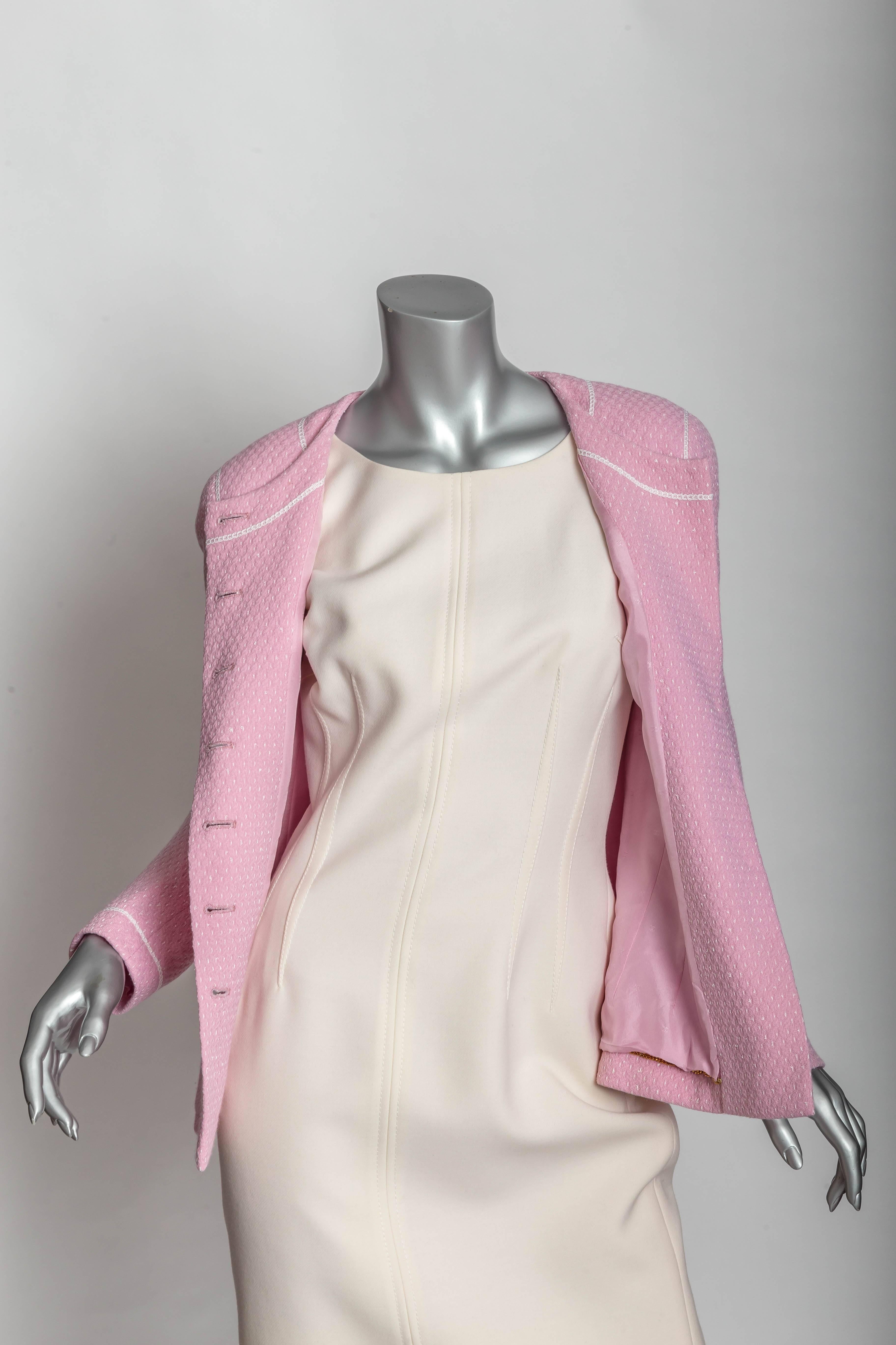 Chanel Jacket in Pink with Chanel Logo Buttons - 42 2