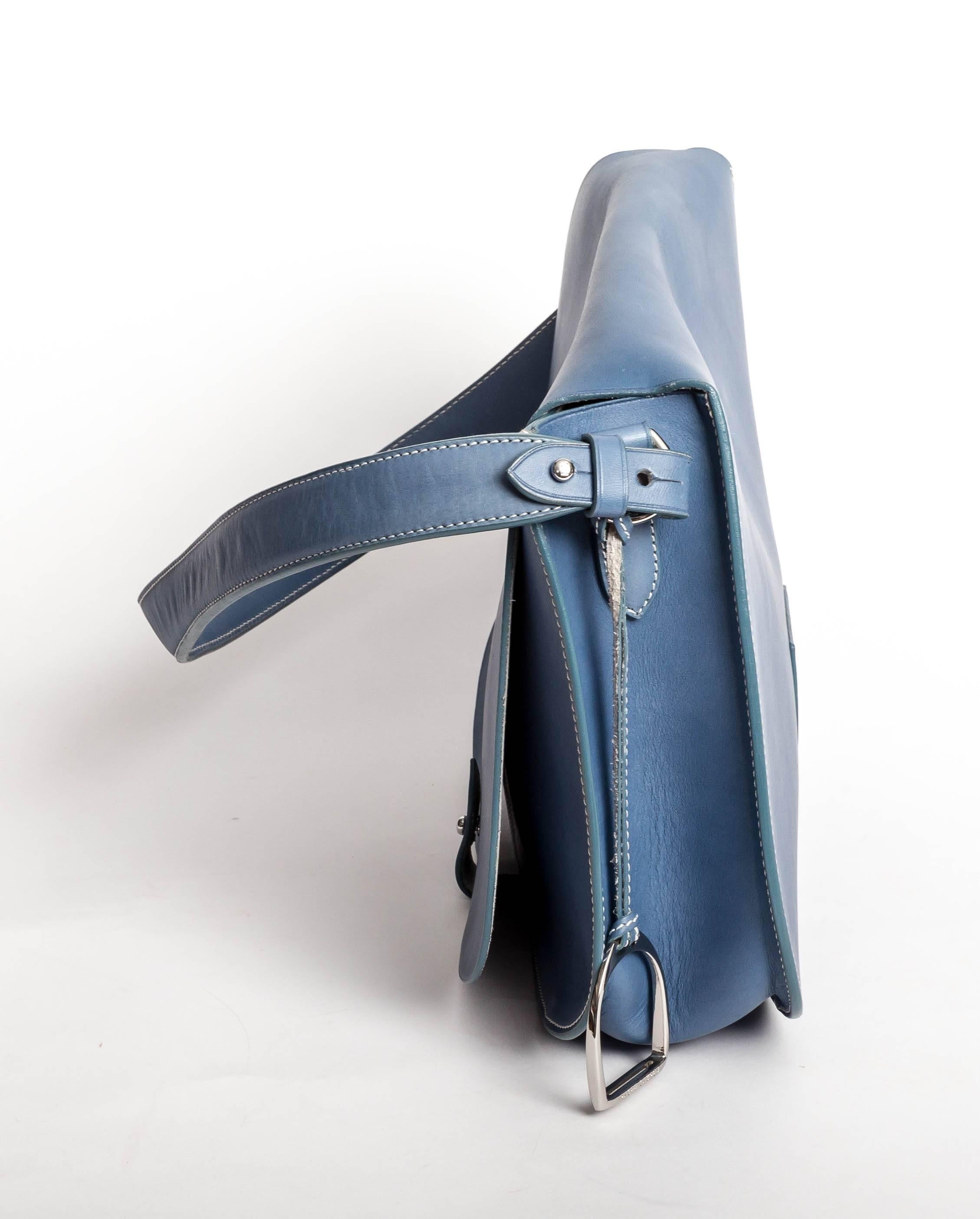Women's or Men's Ralph Lauren Collection Medium Saddle Bag in Sky Blue 