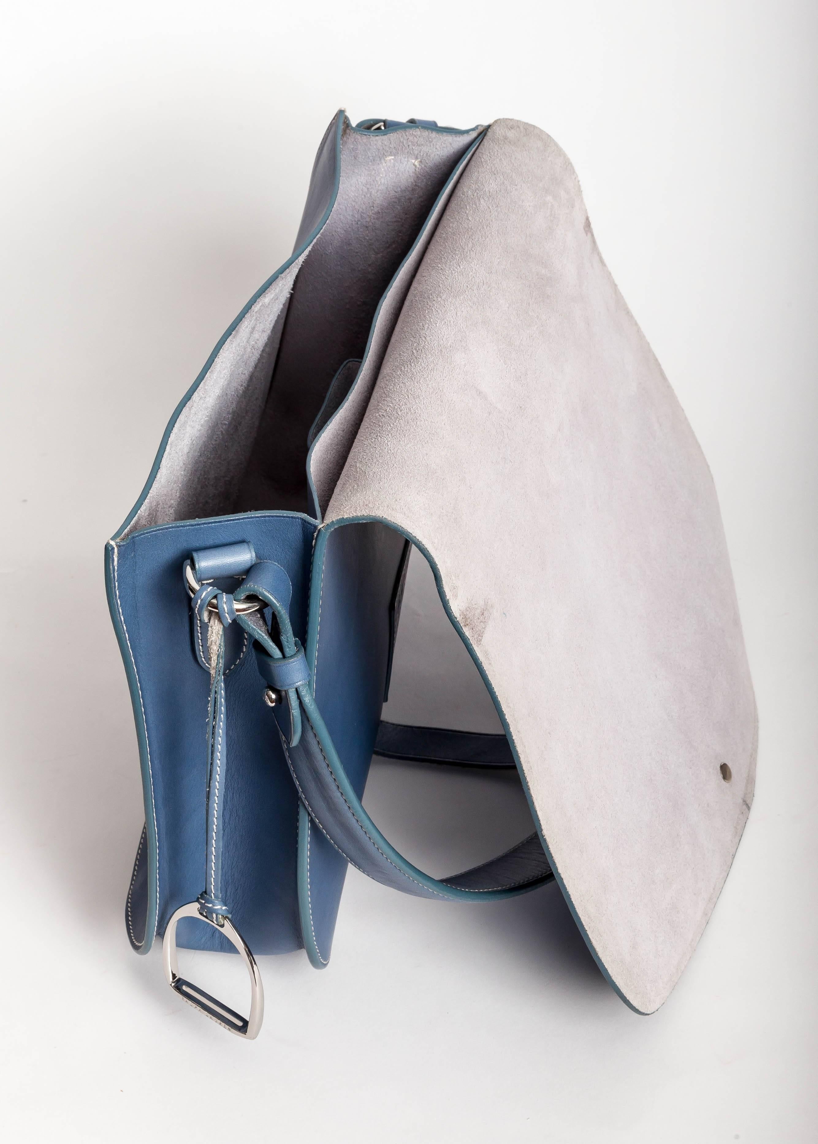 Ralph Lauren Collection Medium Saddle Bag in Sky Blue  2