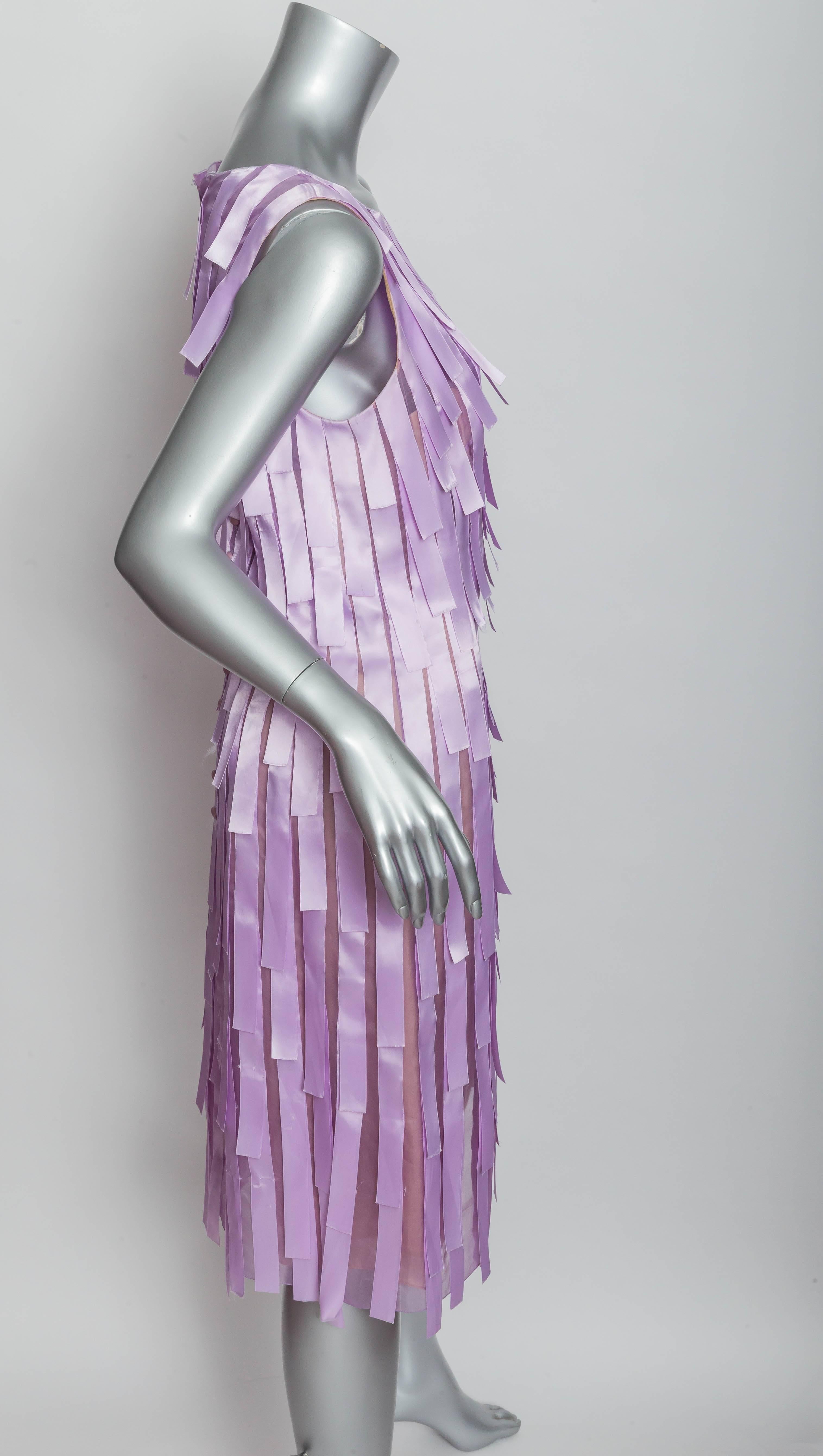 Angel Sanchez Ribbon Dress with Nude Under Slip - 12 3