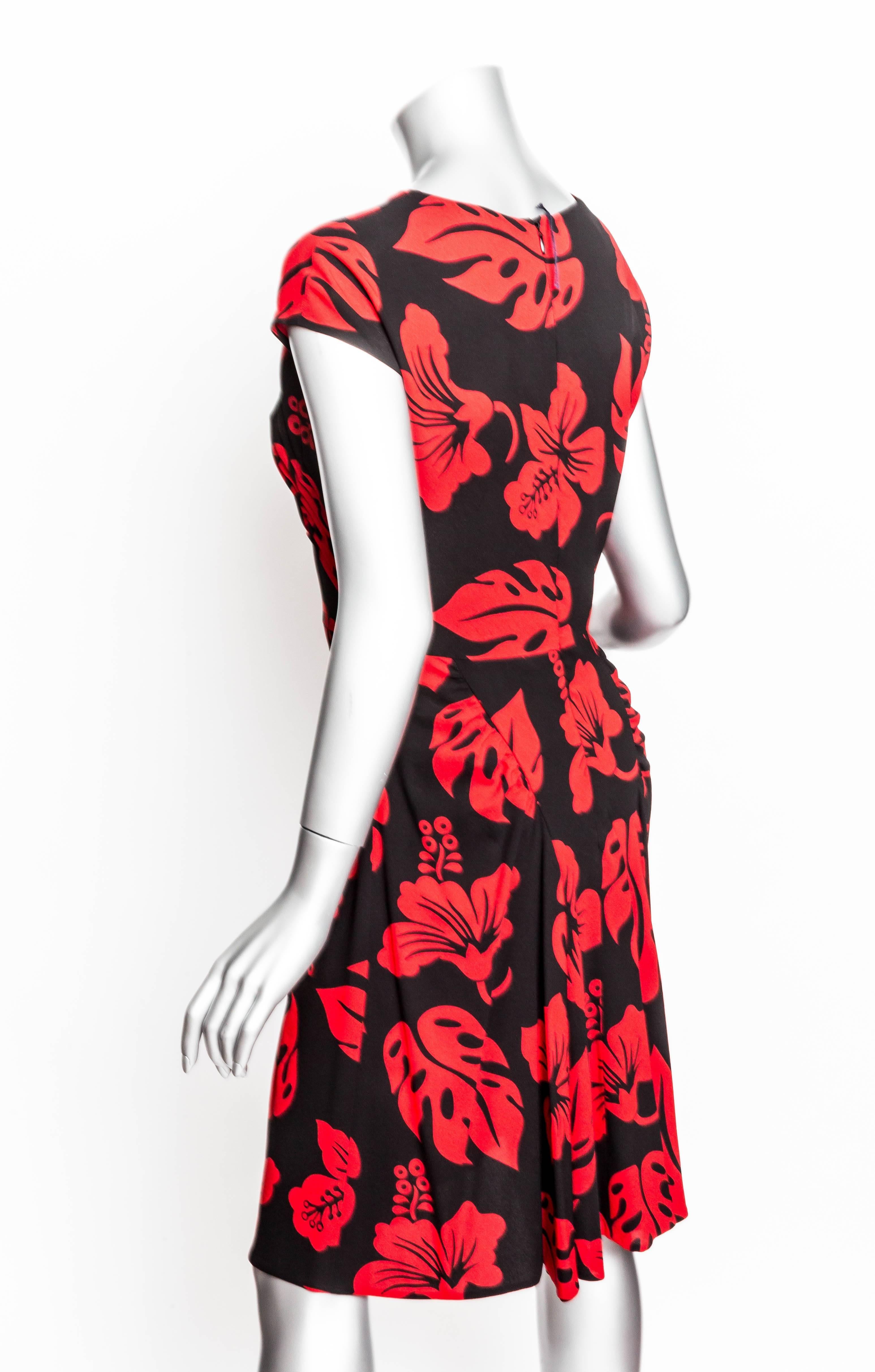 Prada Red and Black Print Dress - 44 1
