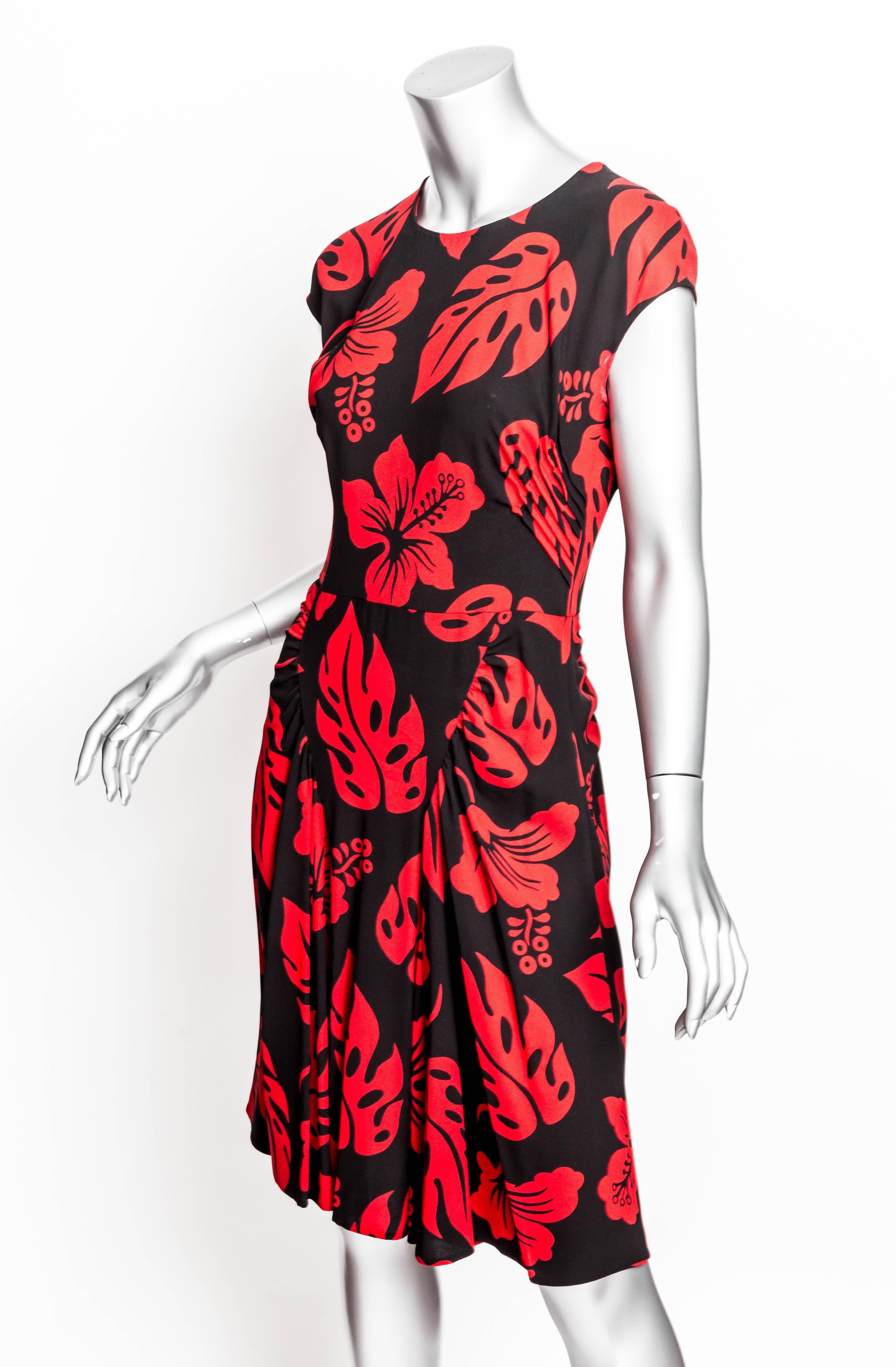 Prada Red and Black Print Dress - 44 2
