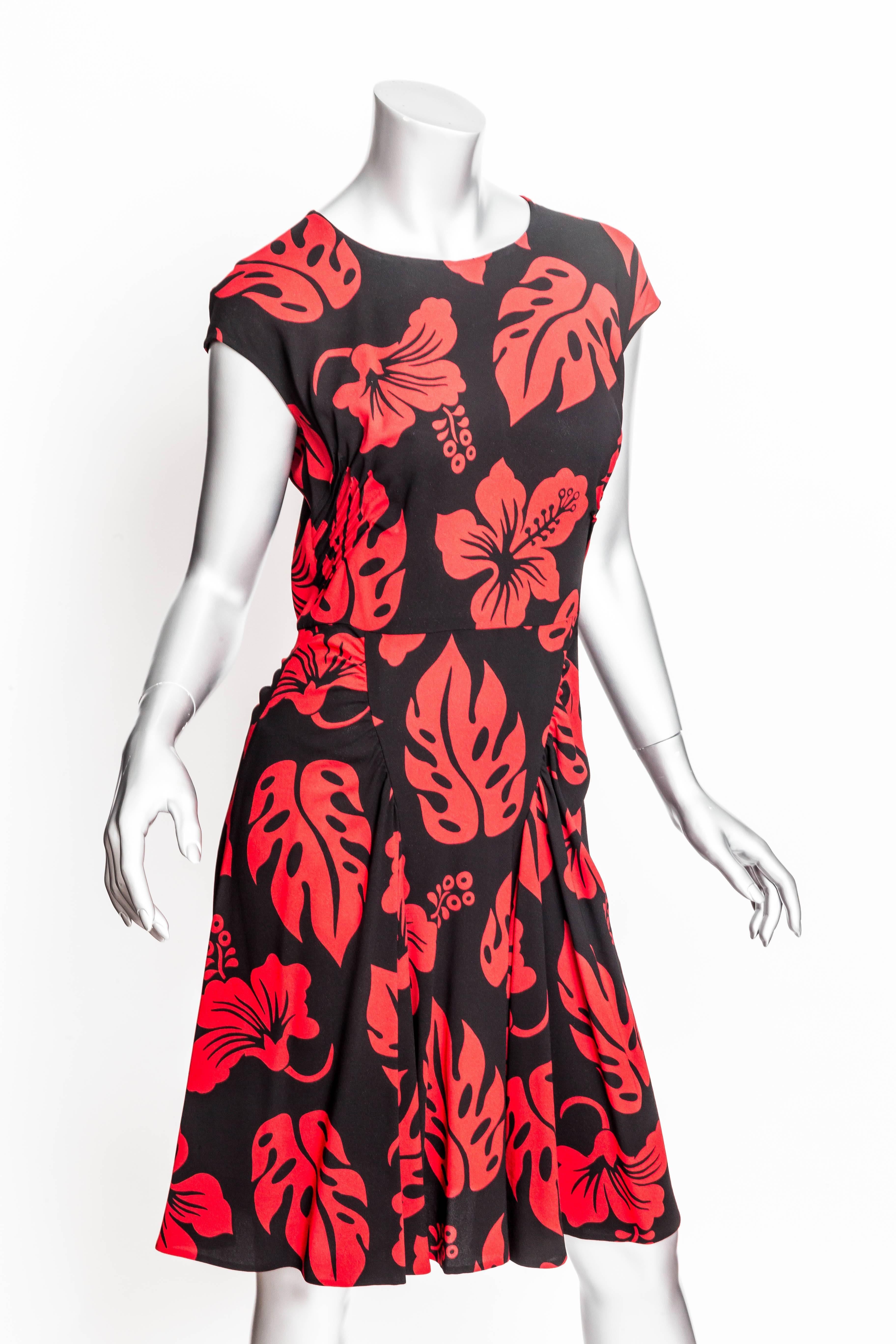 Prada Red and Black Print Dress - 44 3