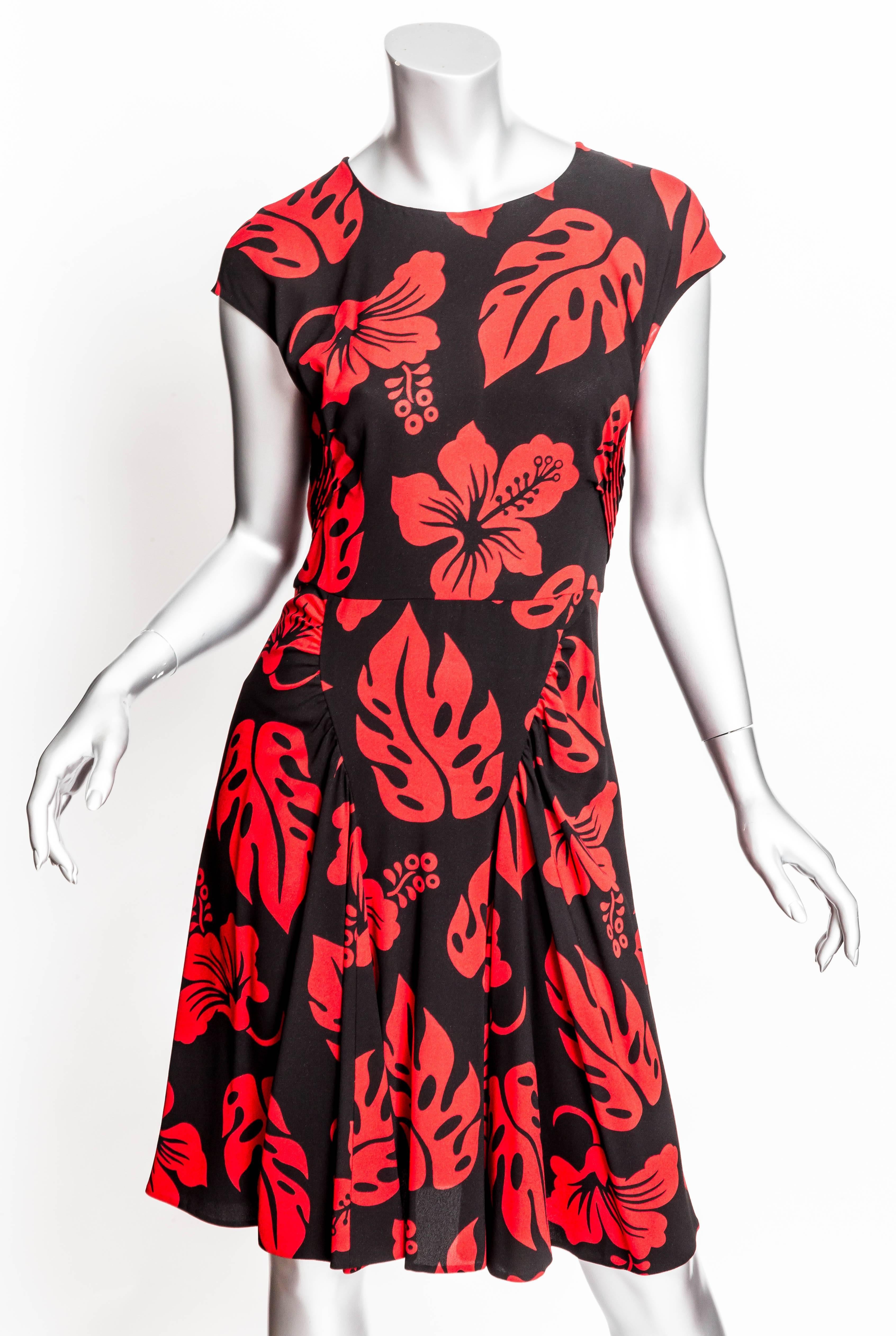 Prada Red and Black Print Dress - 44 4