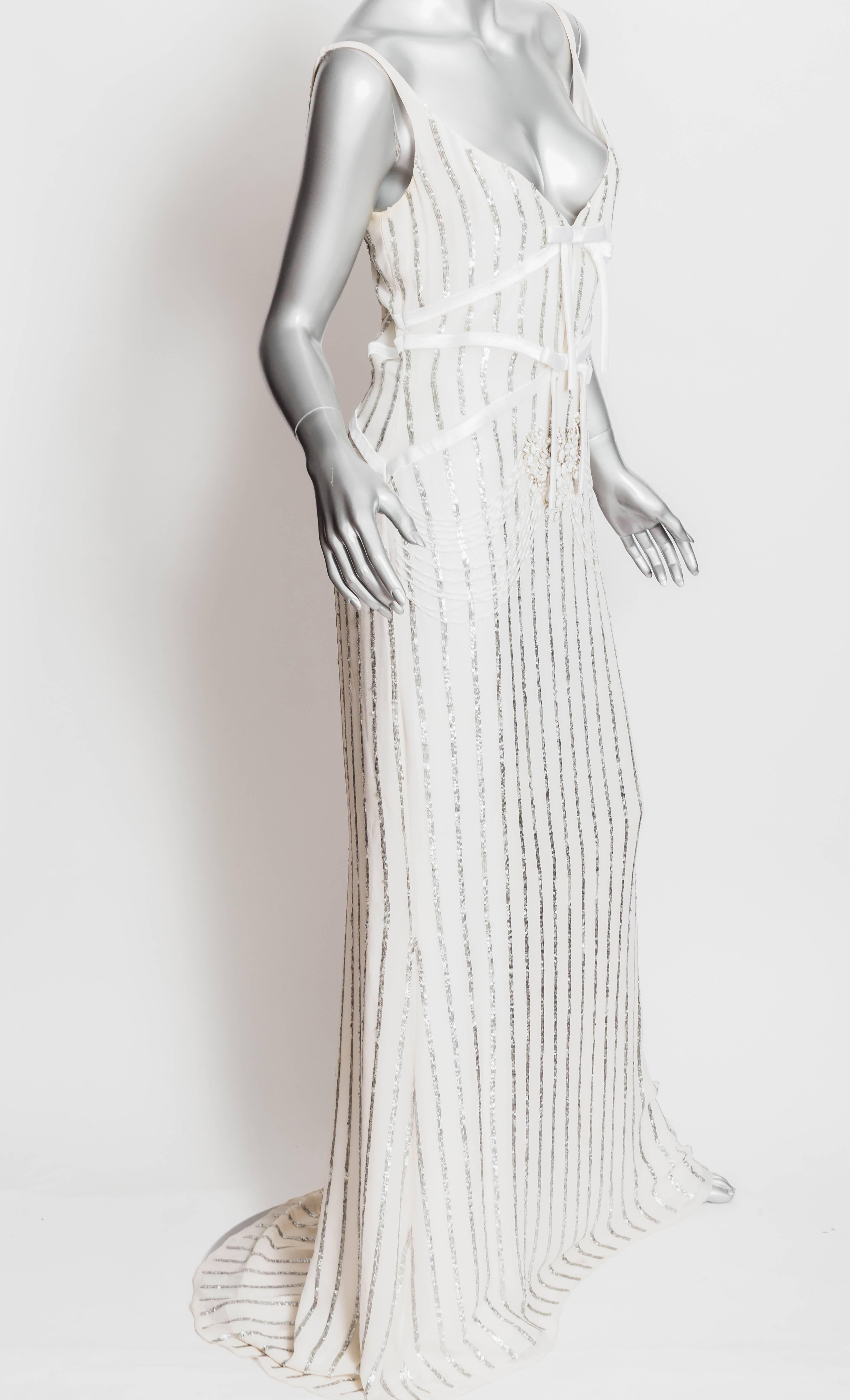 Gray Badgley Mischka Silk Evening Gown - Size 10