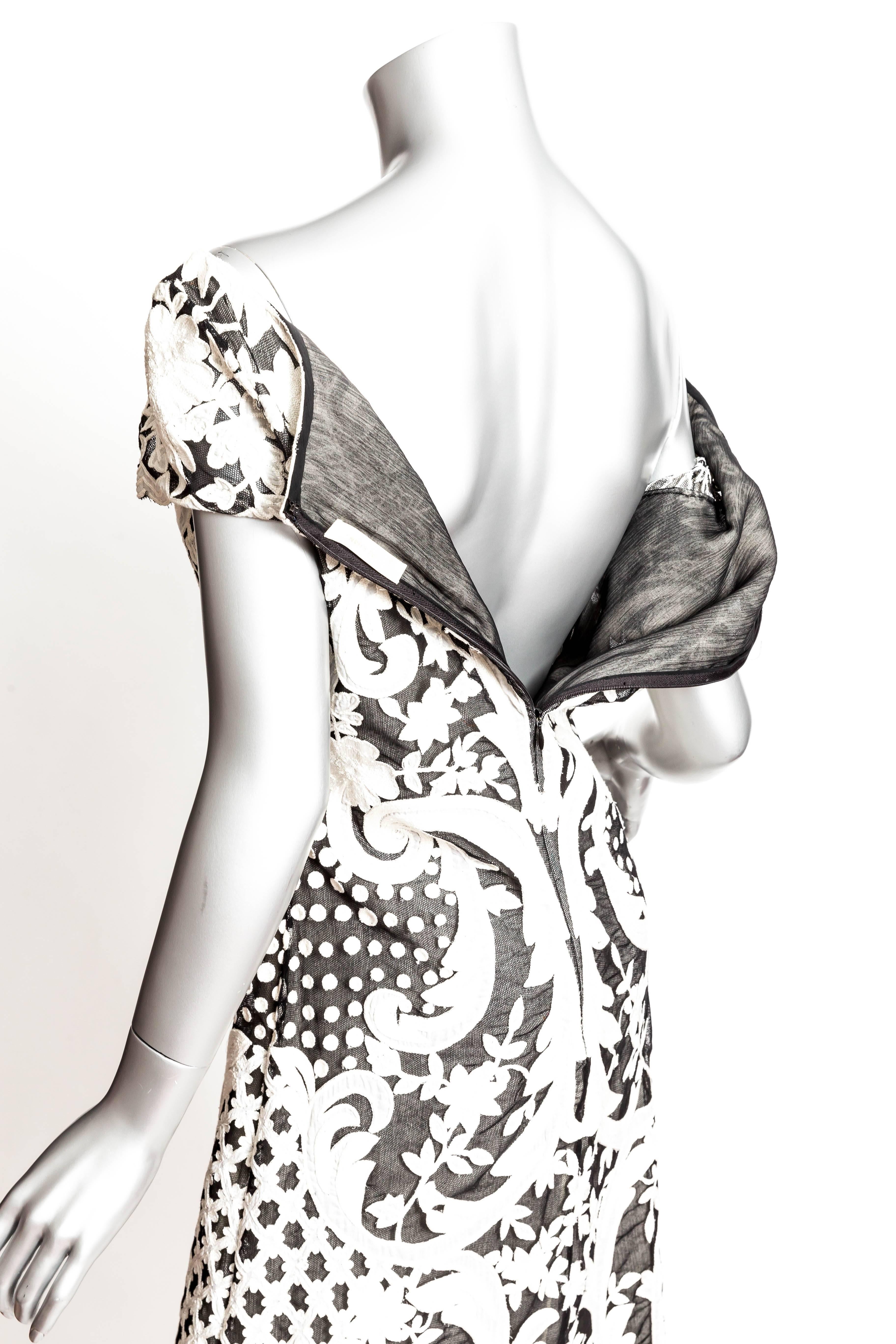 Naeem Khan Black and White Embellished Cocktail Dress - Size 12 3