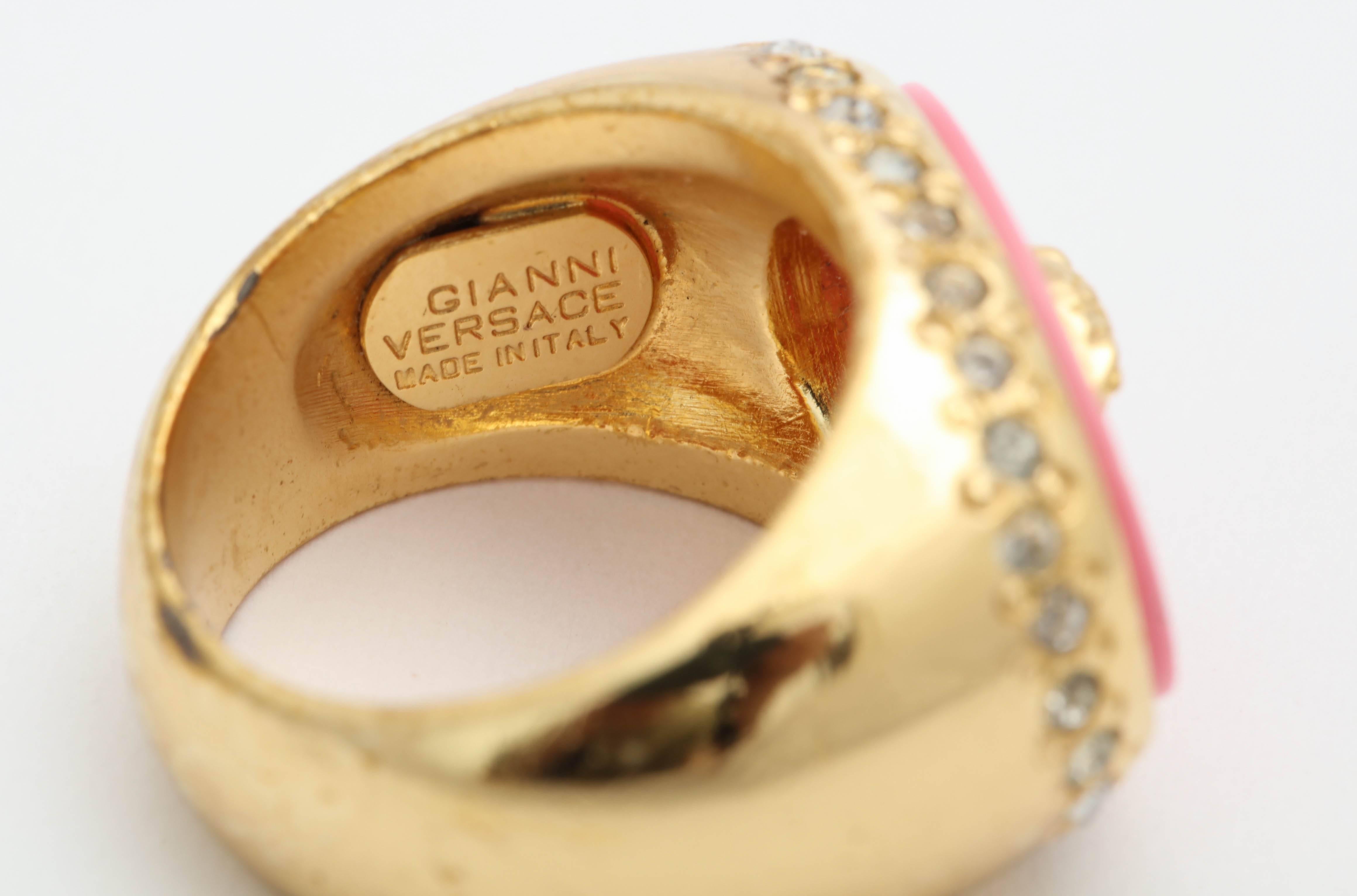 Gianni Versace Iconic Pink Medusa Ring  1