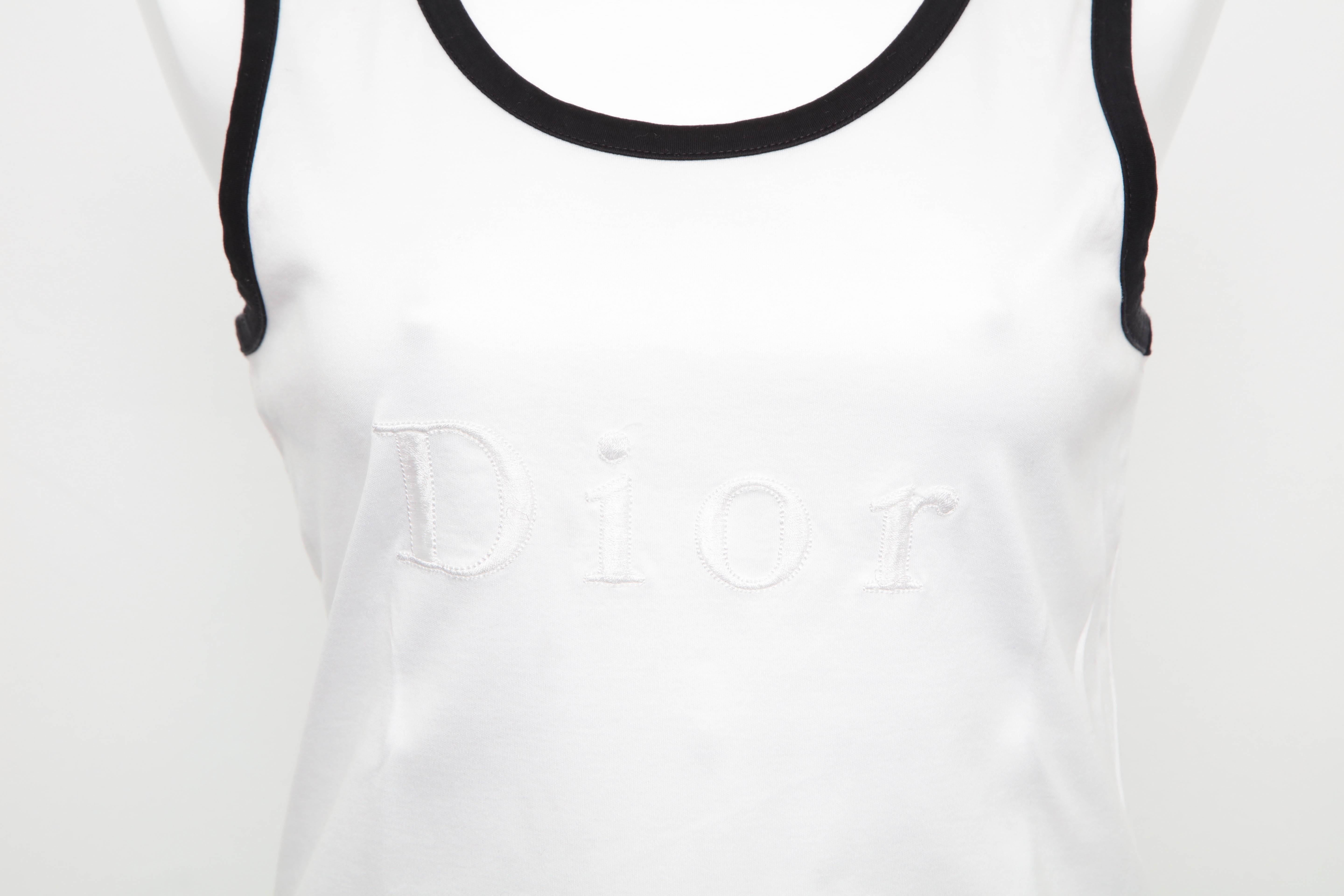 John Galliano for Christian Dior white logo tank top T-shirt.

Size L, could fit smaller 