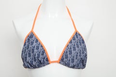 John Galliano for Christian Dior Iconic Navy Blue Logo Bikini