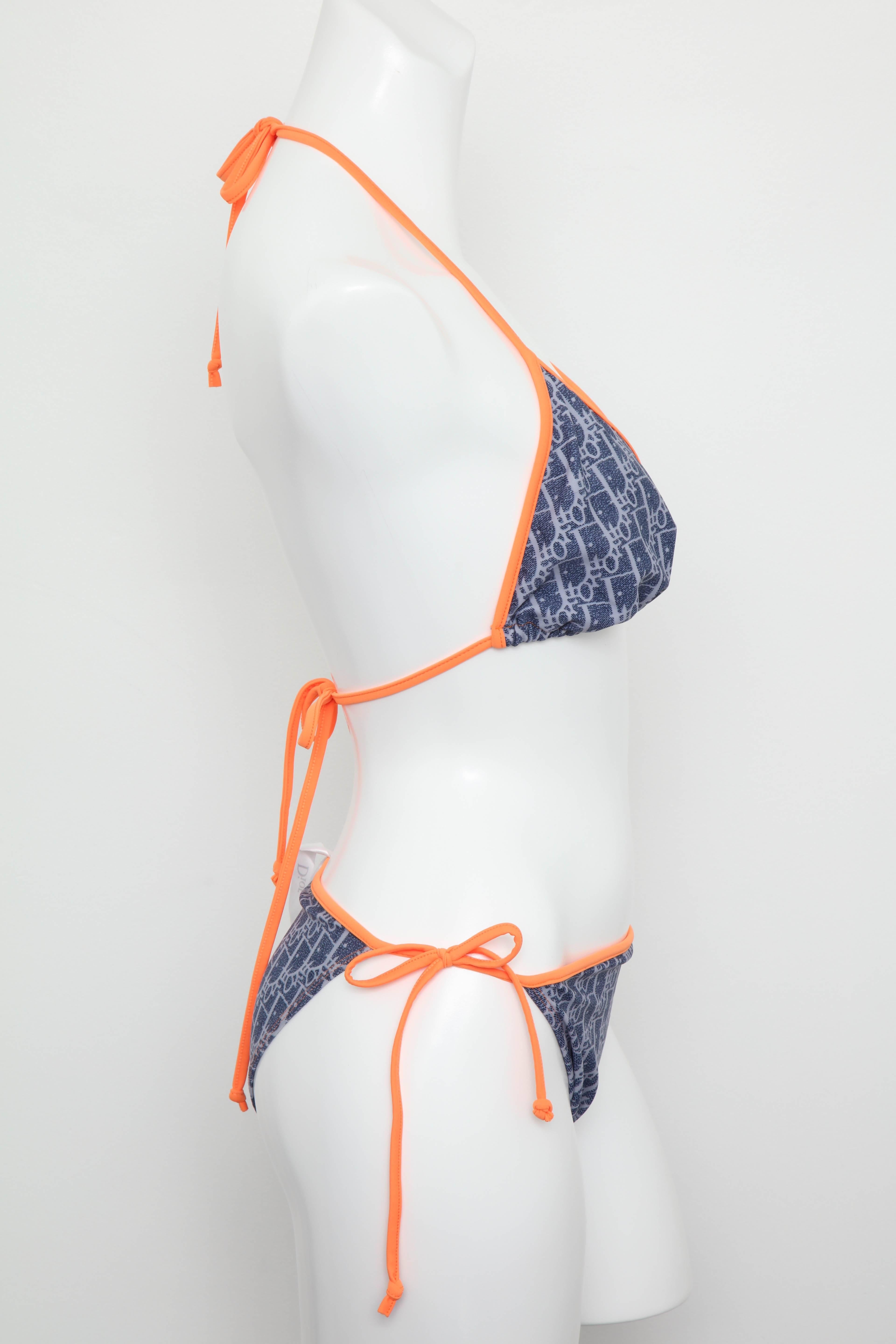 blue and orange dior bikini