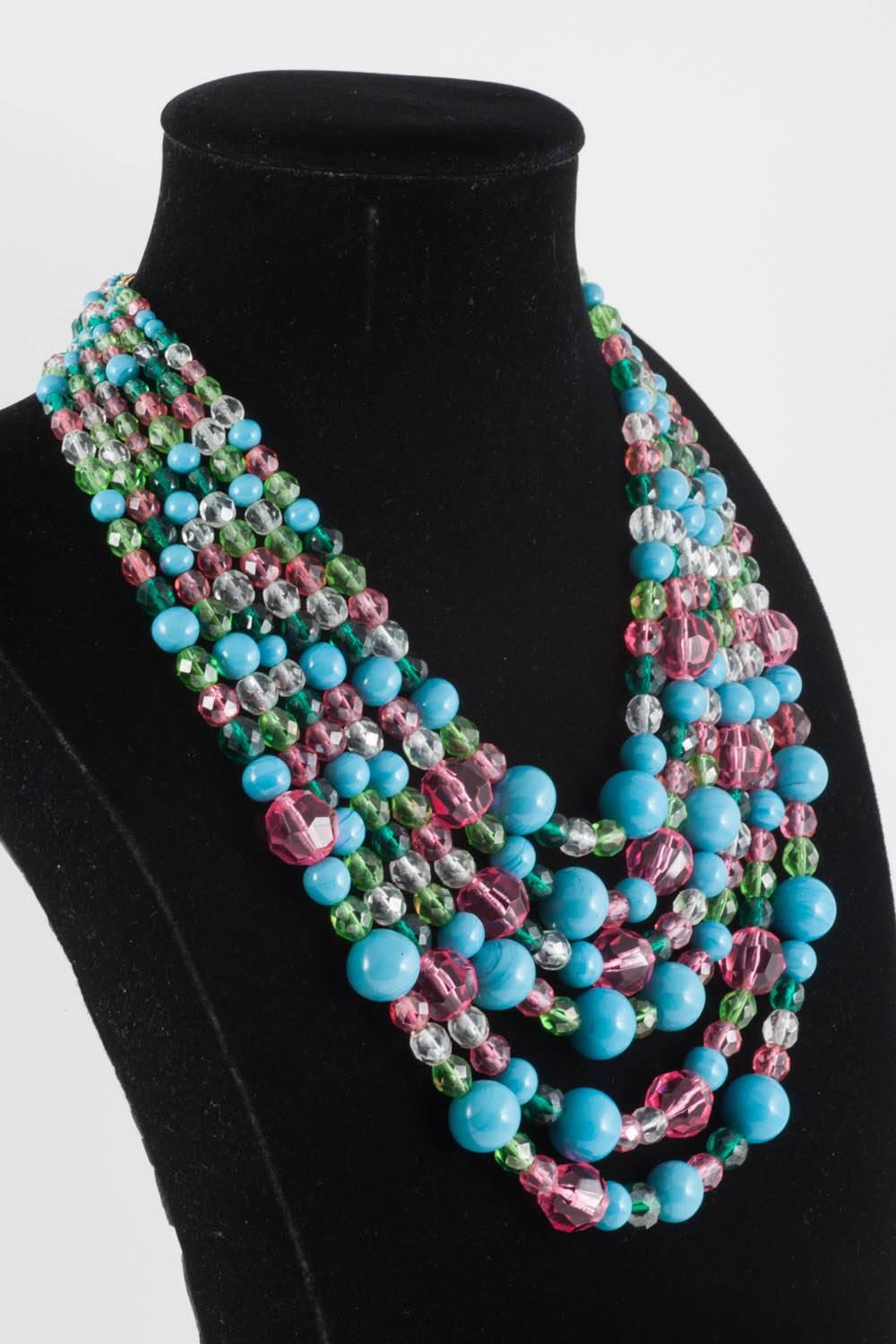 Beautiful multi row and glass bead necklace, Coppola e Toppo, 1950s In Excellent Condition In Greyabbey, County Down