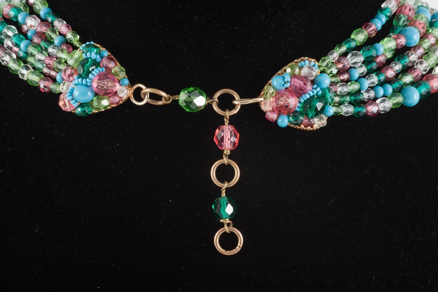 Women's Beautiful multi row and glass bead necklace, Coppola e Toppo, 1950s