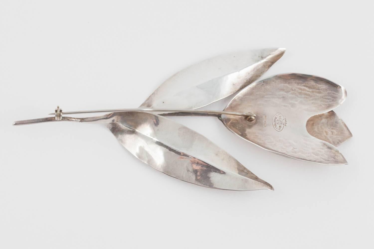 Huge sterling silver 'tulip' brooch, Carl Ruopoli, 1940s  3