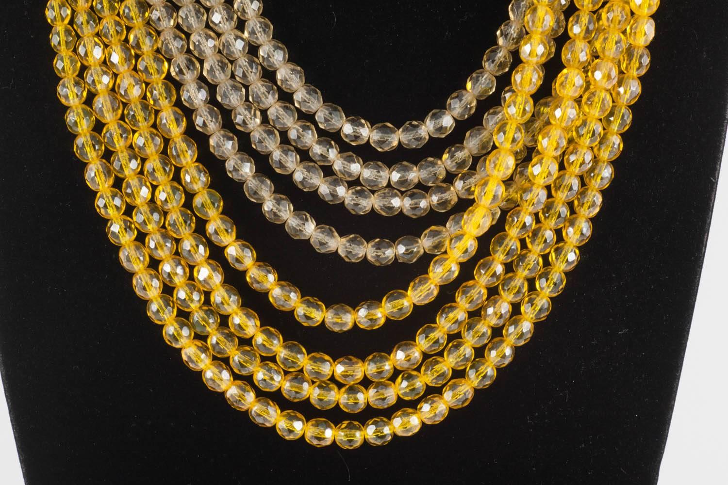 Yellow and clear crystal bead 'twist' necklace, Coppola e Toppo 1950s In Excellent Condition In Greyabbey, County Down