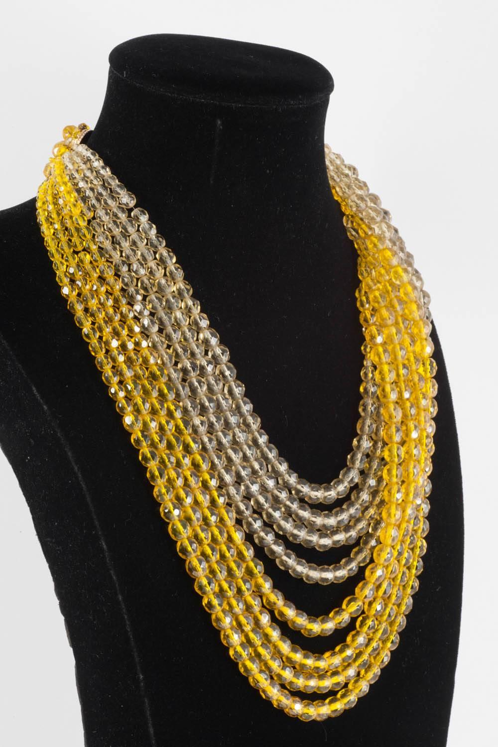 Yellow and clear crystal bead 'twist' necklace, Coppola e Toppo 1950s 6