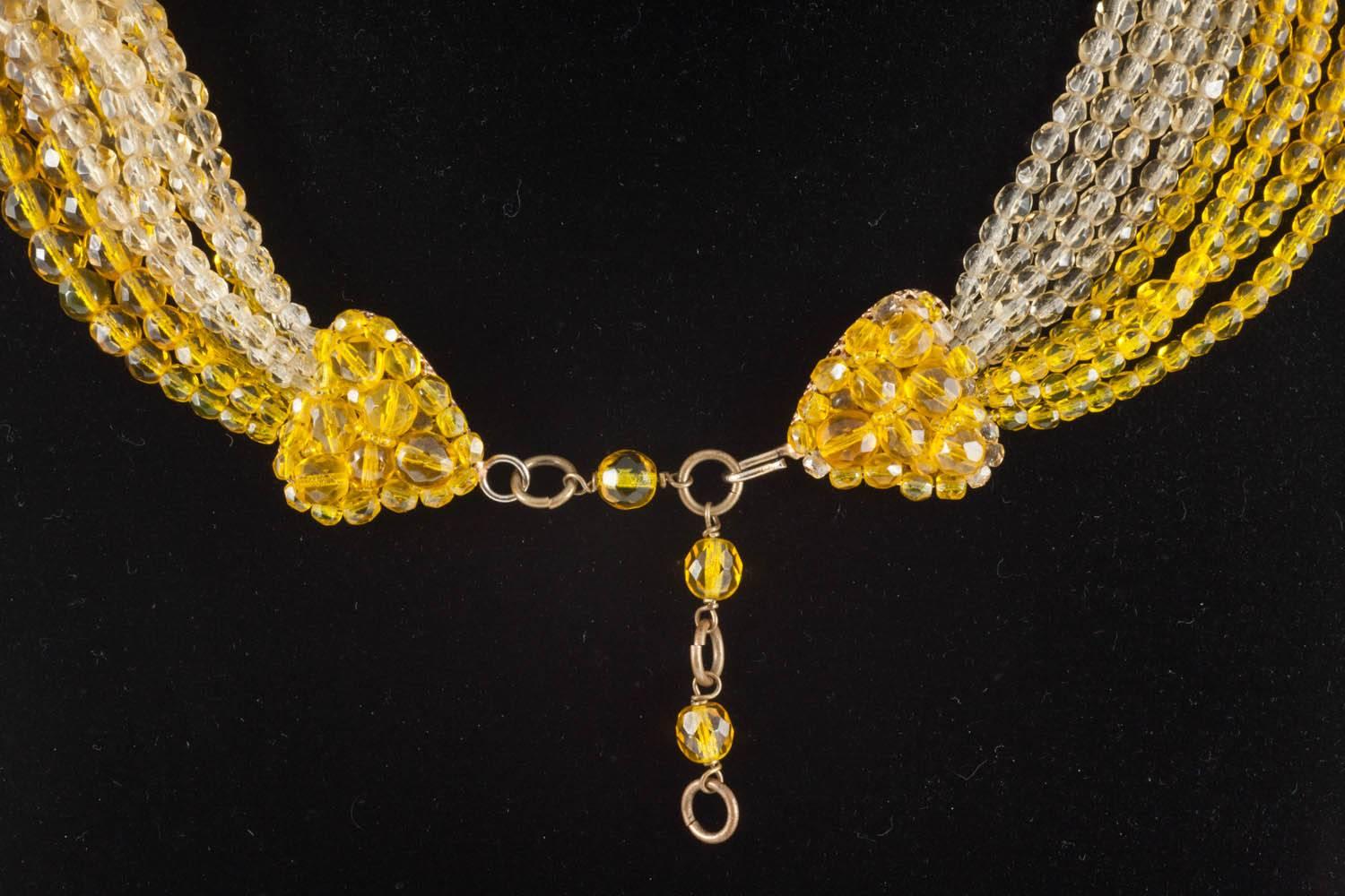 Yellow and clear crystal bead 'twist' necklace, Coppola e Toppo 1950s 7