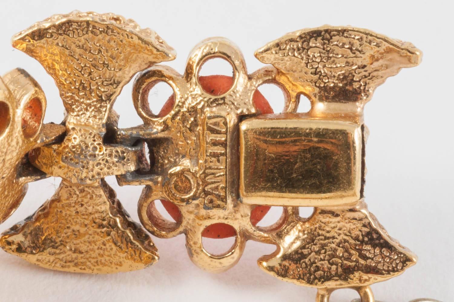 A rusticated gilt metal and faux coral bracelet, Panetta, 1960s.  1