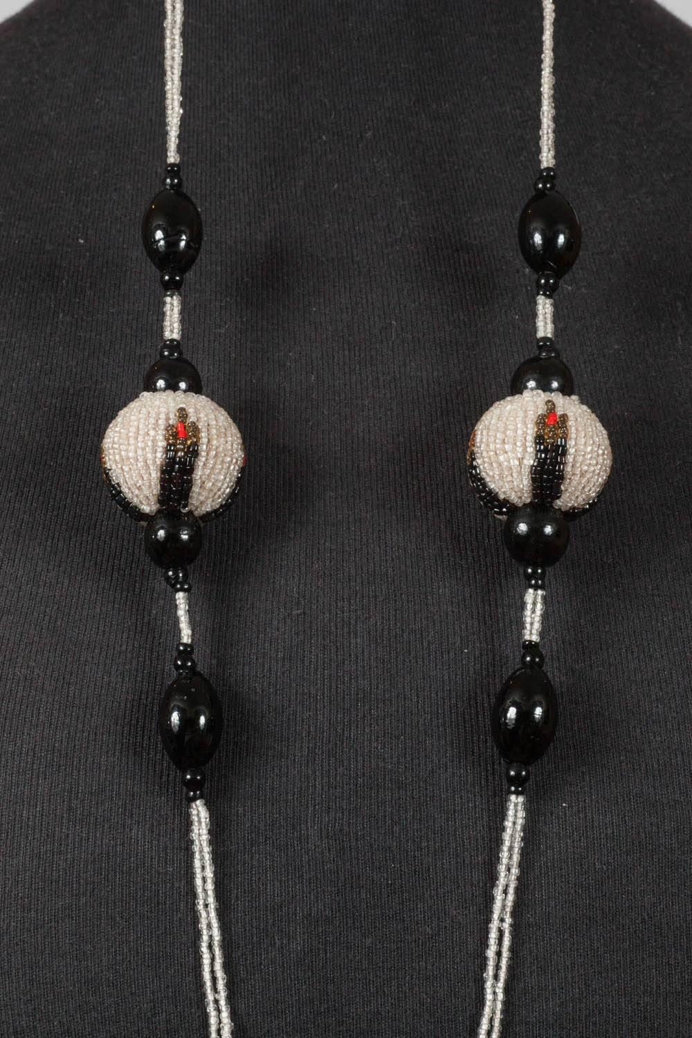 Microbeaded tassled sautoir necklace, 1900s In Excellent Condition In Greyabbey, County Down