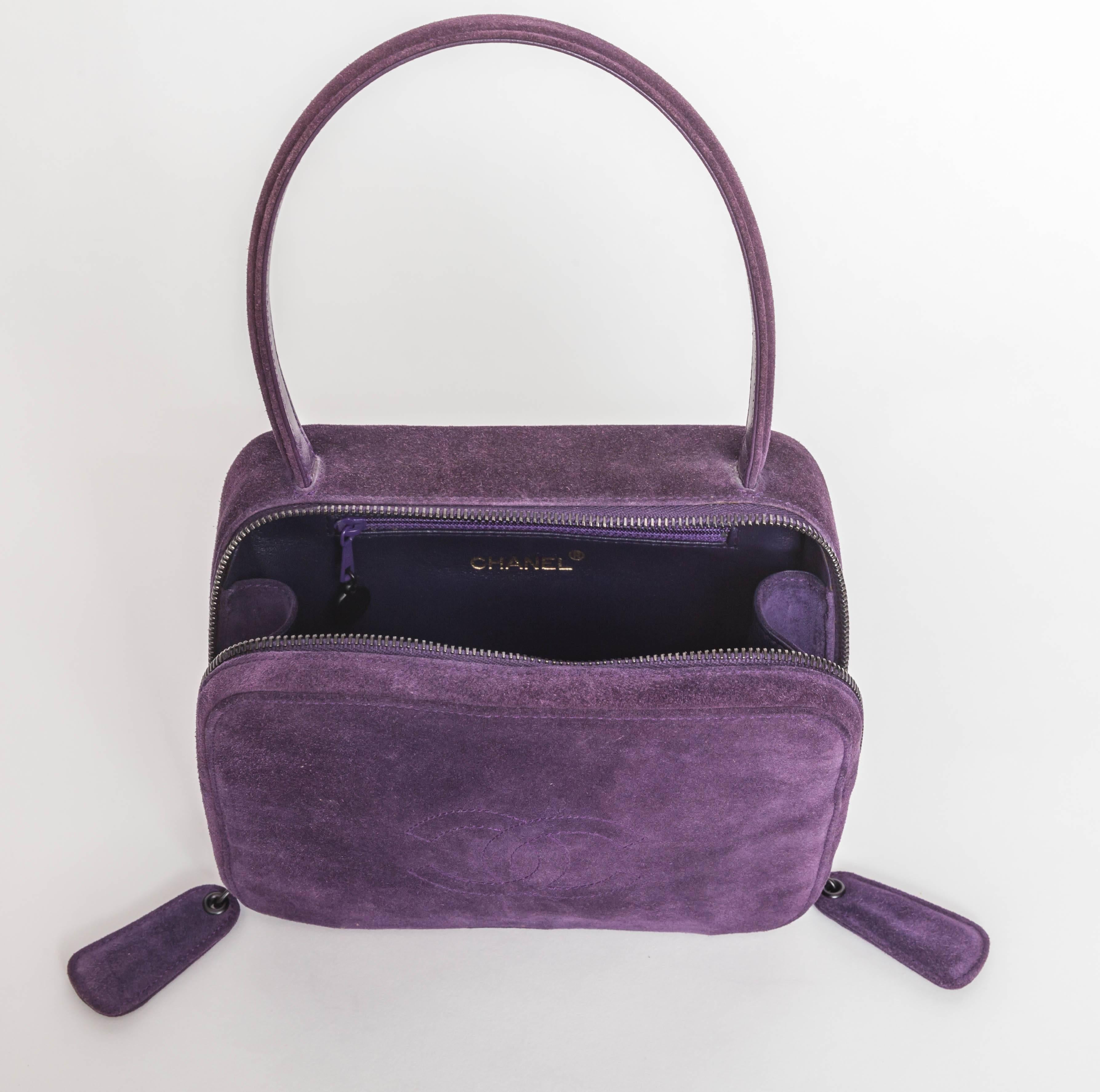 Vintage Purple Suede Chanel Bag - 1997 - 1999 2