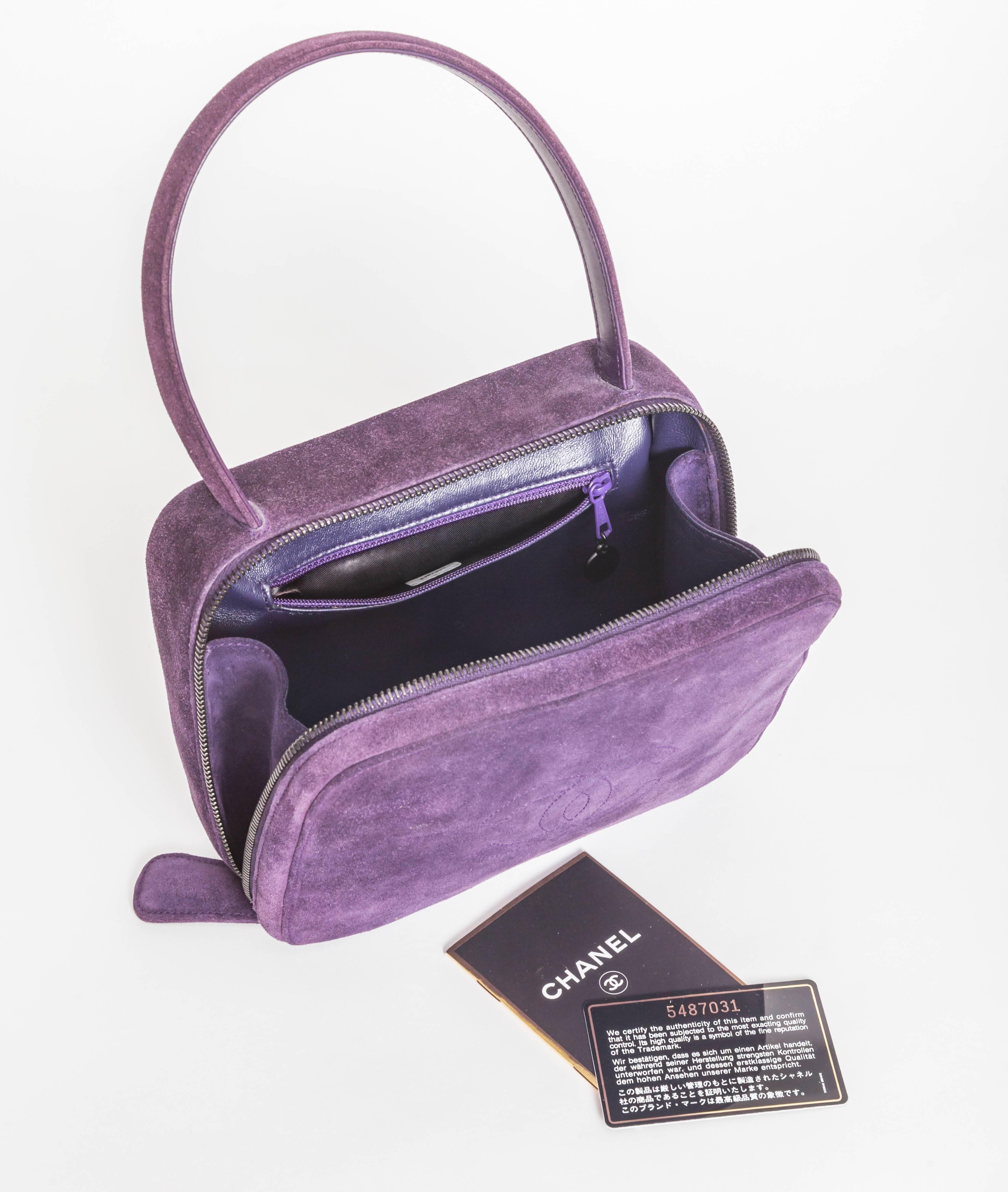 Vintage Purple Suede Chanel Bag - 1997 - 1999 5
