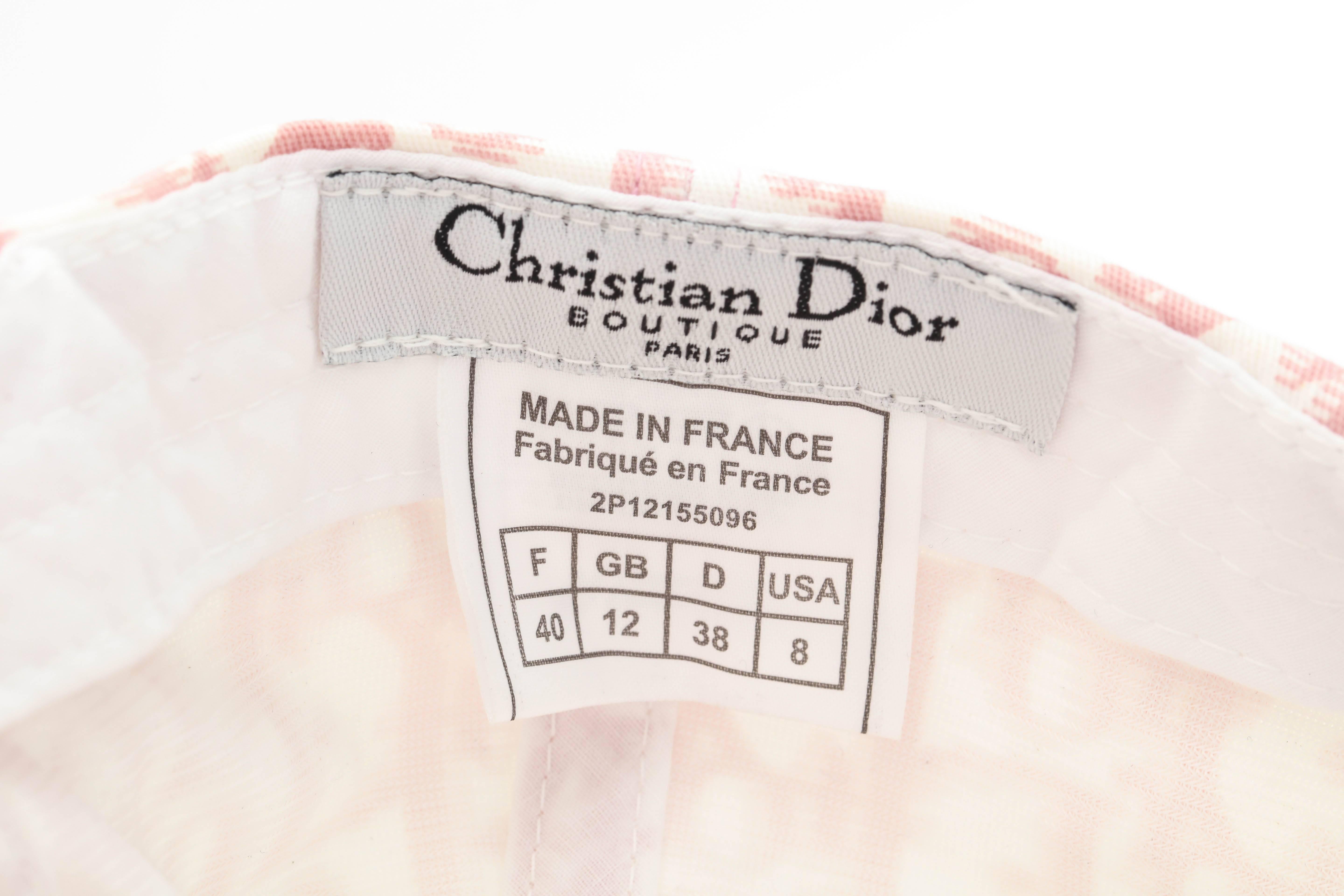 Beige John Galliano for Christian Dior Pink Logo Cap
