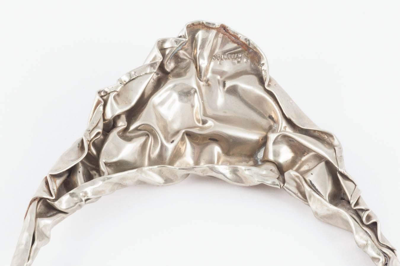 Striking hand made artisan 'crumpled' metal collar  3