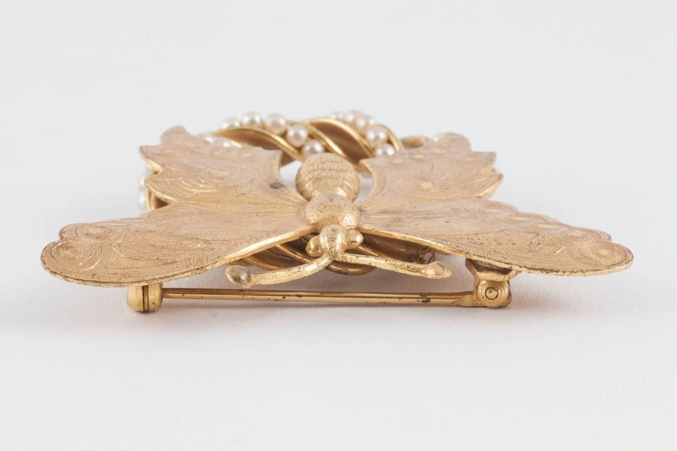  Russian gilt and pearl 'butterfly' brooch, Miriam Haskell 3
