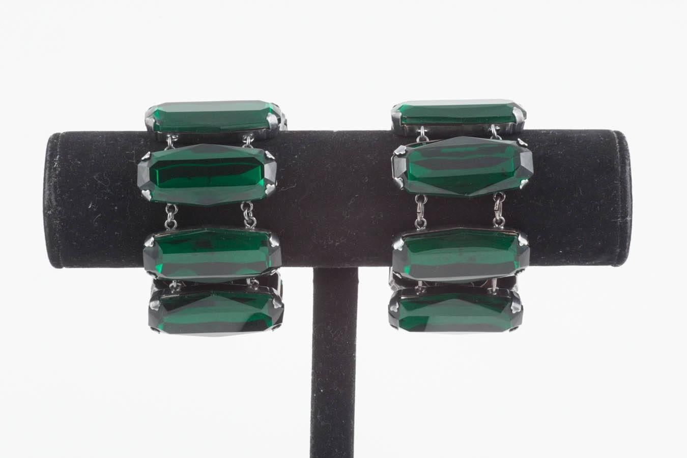 Striking pair of emerald paste bracelets, Yves Saint Laurent, 1980s 5