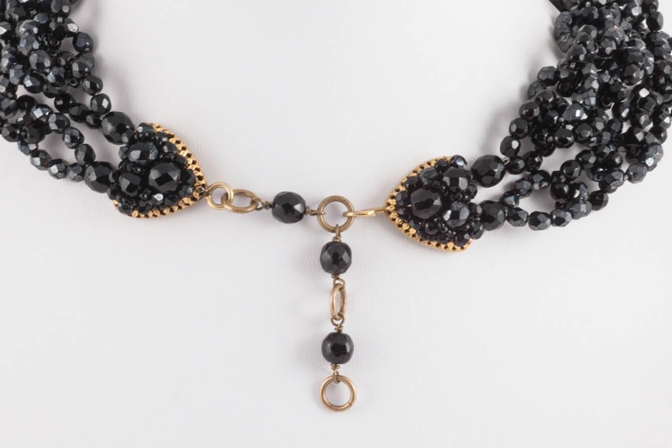 Women's Black faceted bead three row 'loop' necklace, Coppola e Toppo, 1960.