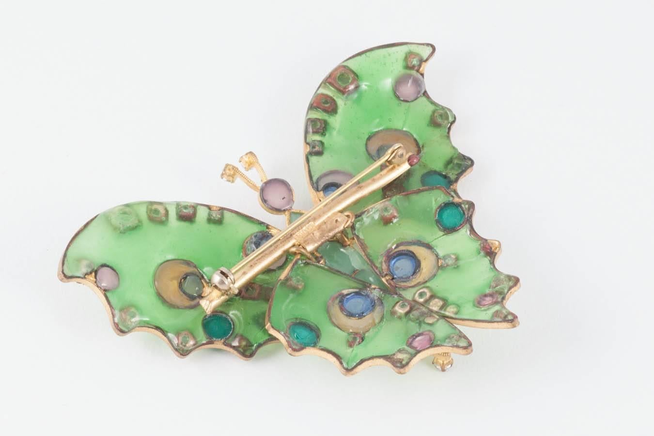 Very large poured glass and paste 'butterfly' brooch, Maison Gripoix, 1970s 1