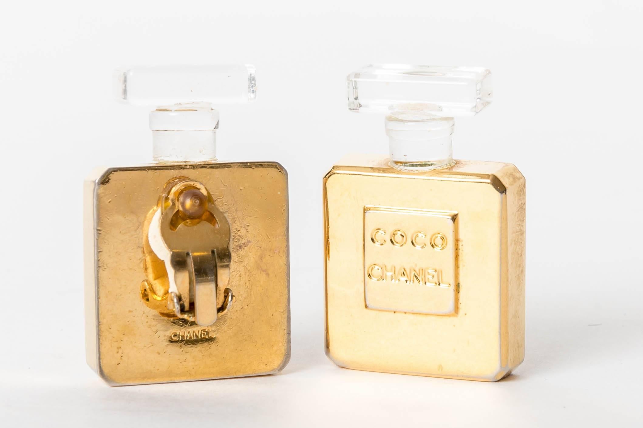 Women's Chanel Vintage Perfume Bottle Clip On Earrings