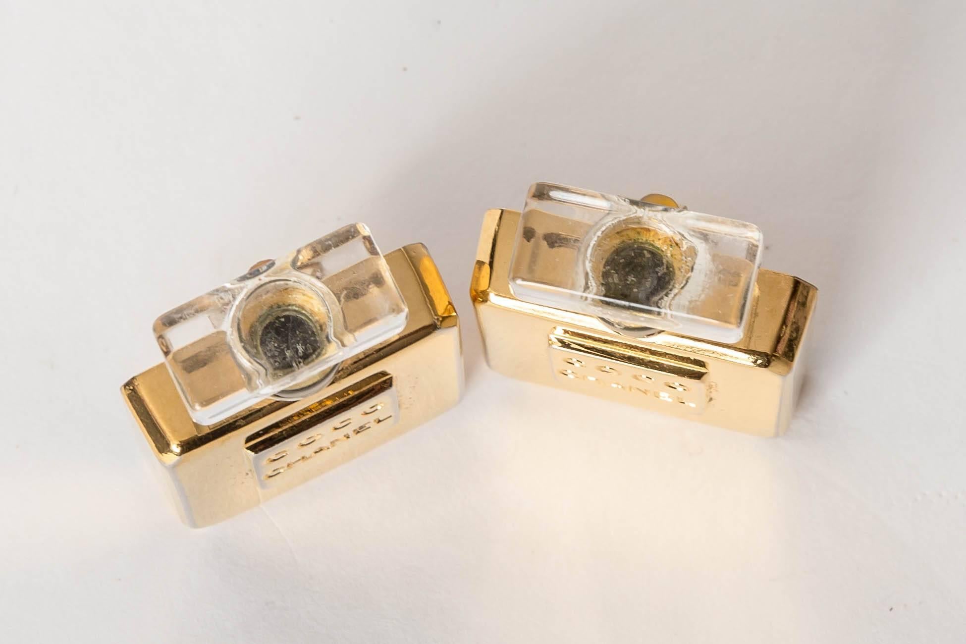 Chanel Vintage Perfume Bottle Clip On Earrings 1