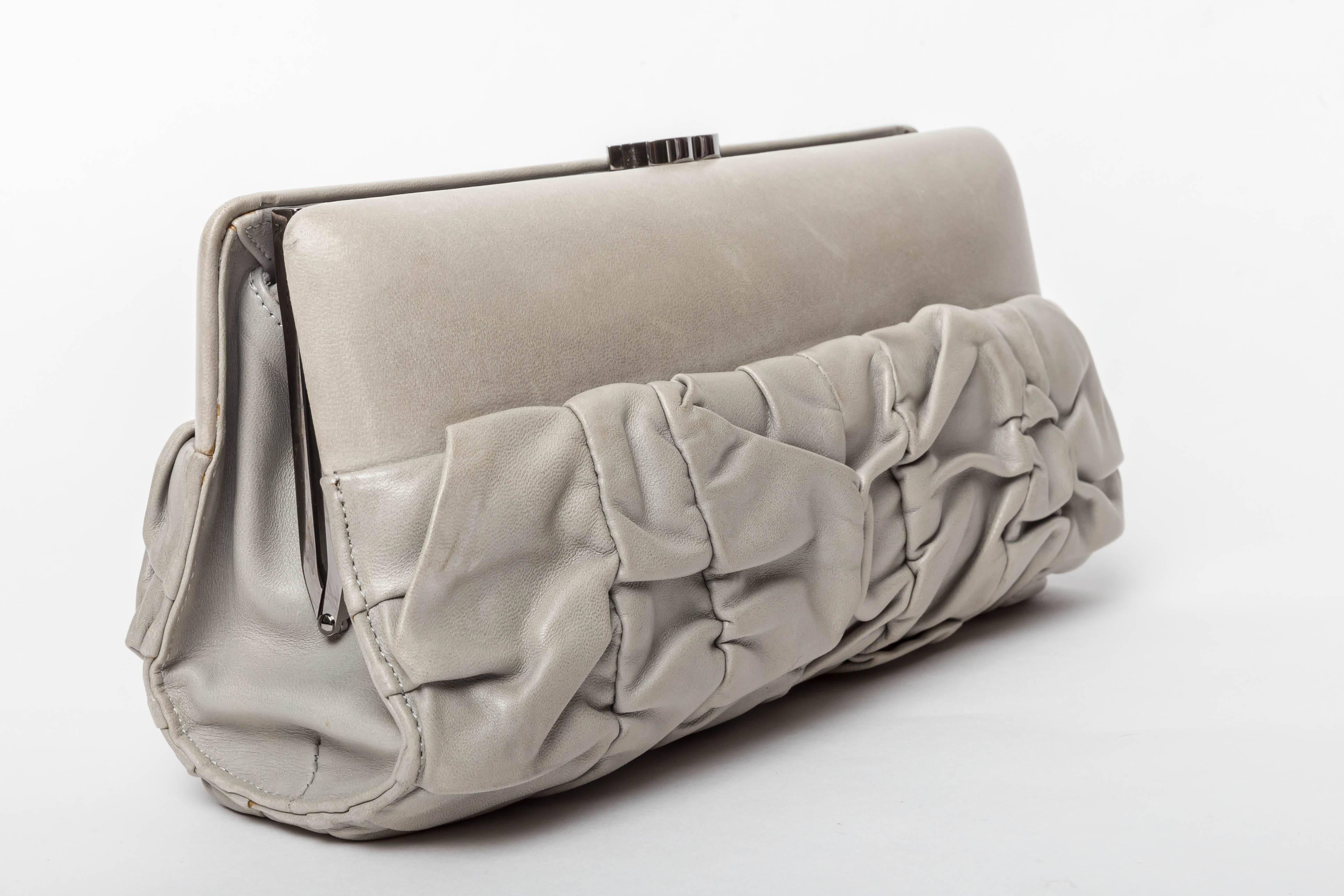 Gray Chanel Grey Lambskin Clutch with Optional Shoulder Strap