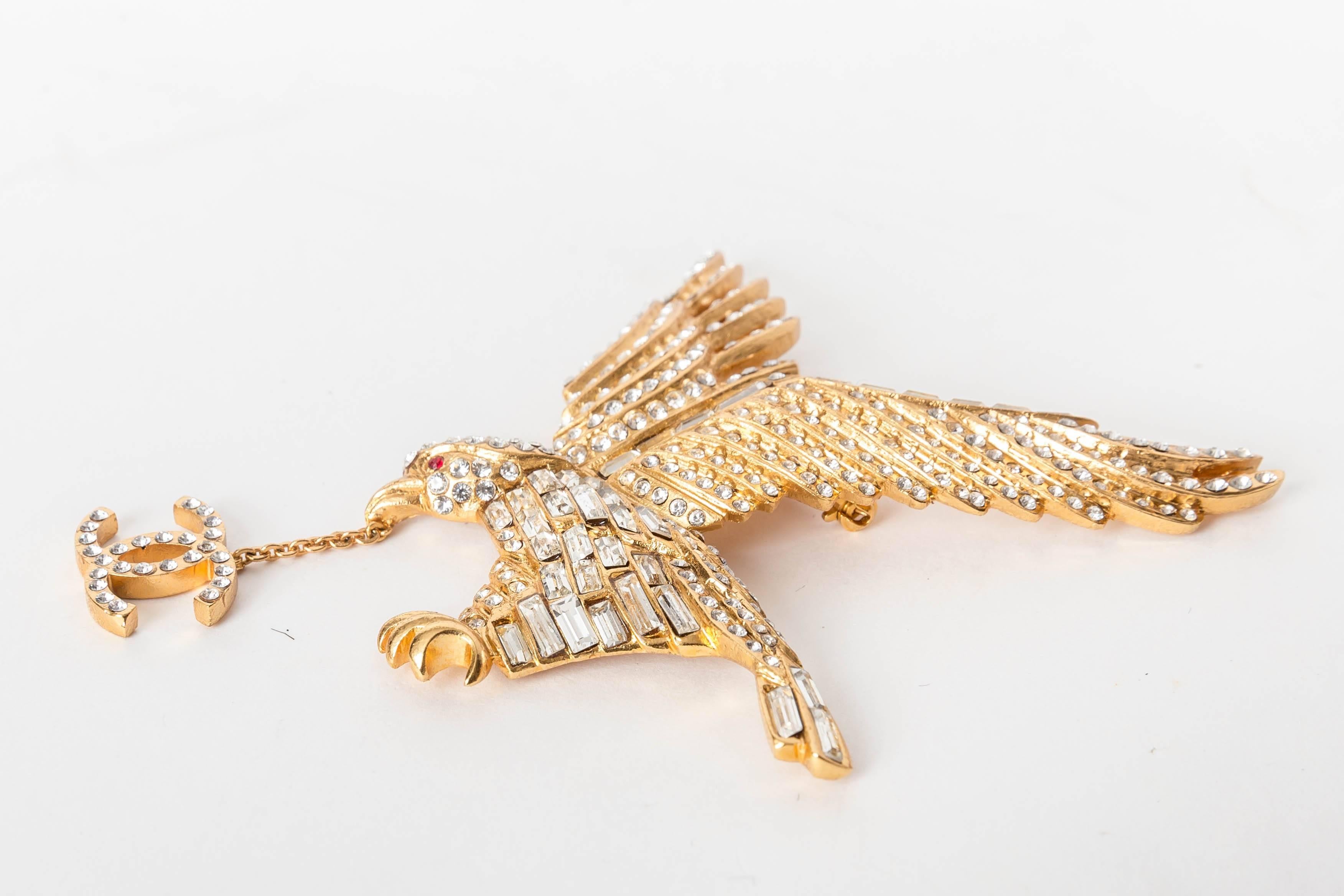 Women's or Men's Chanel Vintage Gold Plated Eagle Brooch