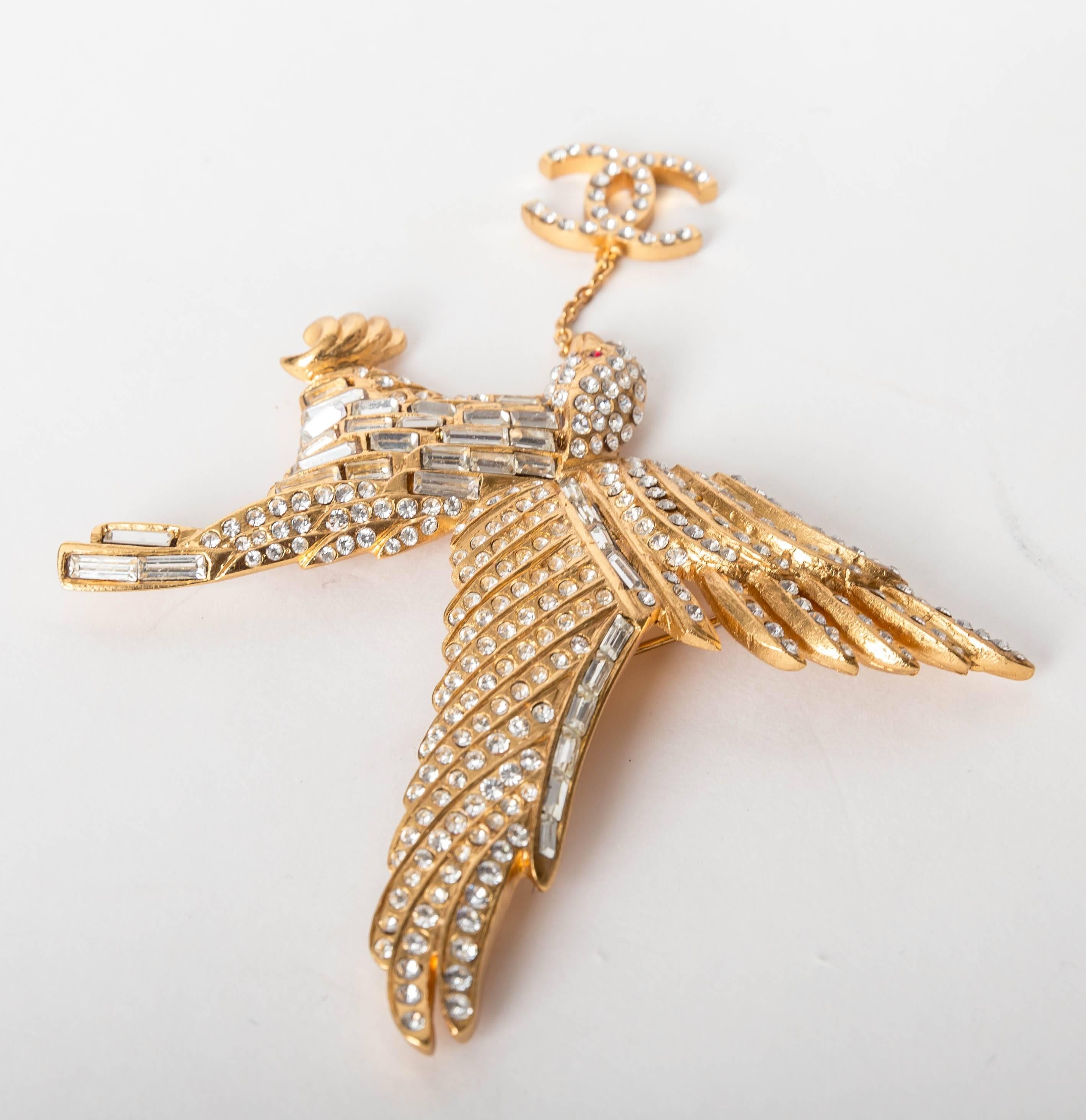 Chanel Vintage Gold Plated Eagle Brooch 2