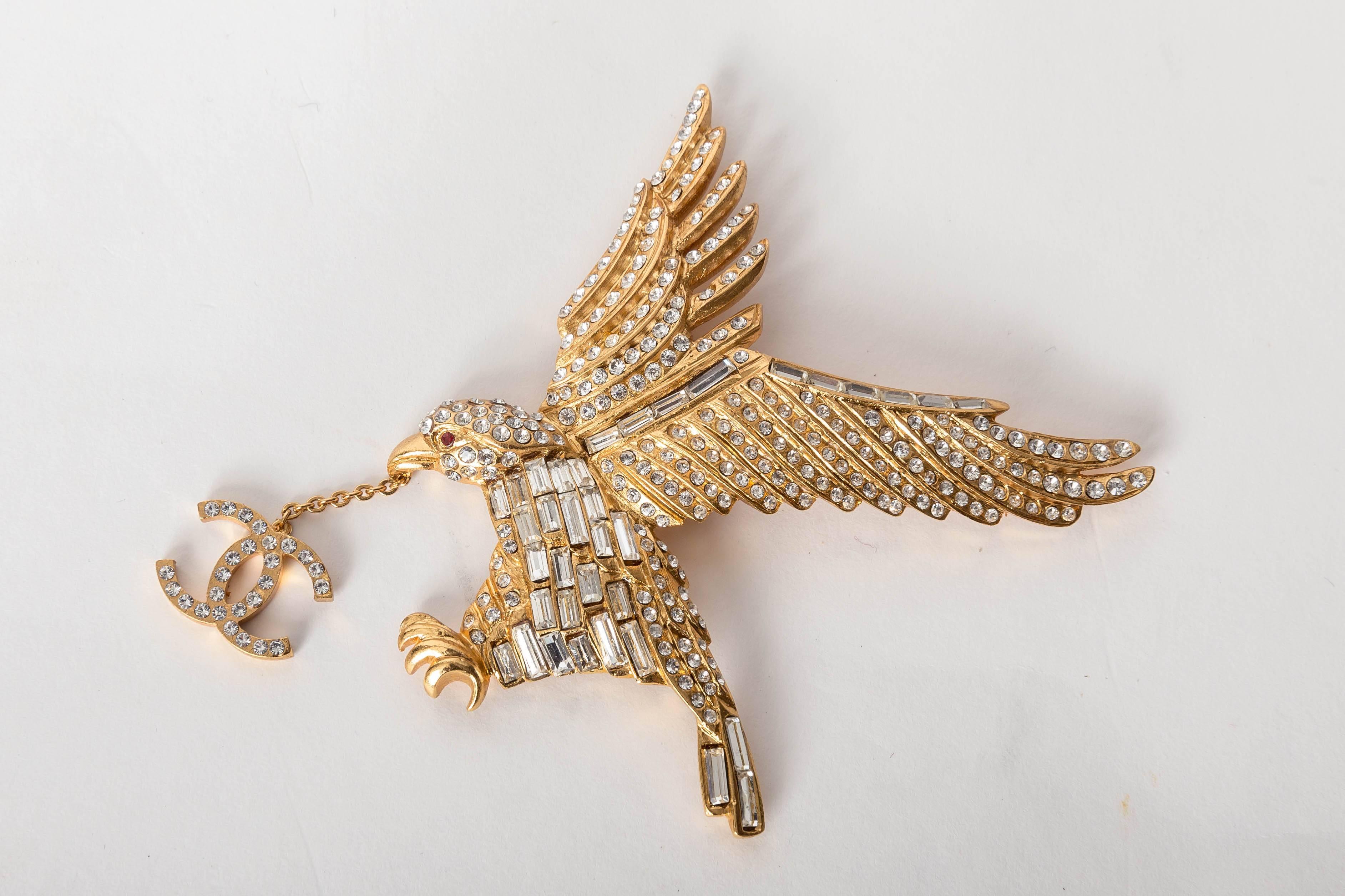 Chanel Vintage Gold Plated Eagle Brooch 3