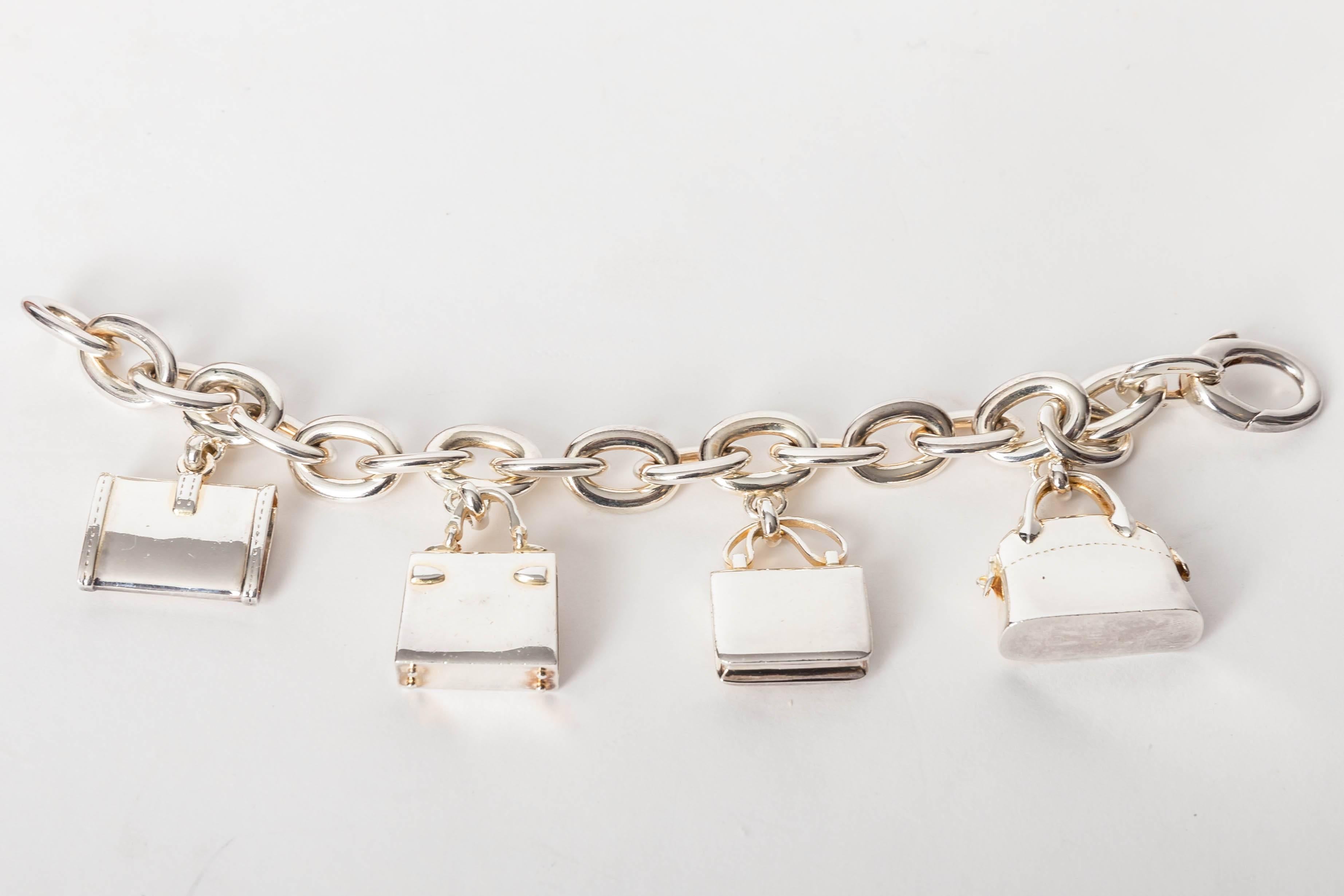 Hermes Birkin Charm Bracelet in Sterling Silver and Gold 2