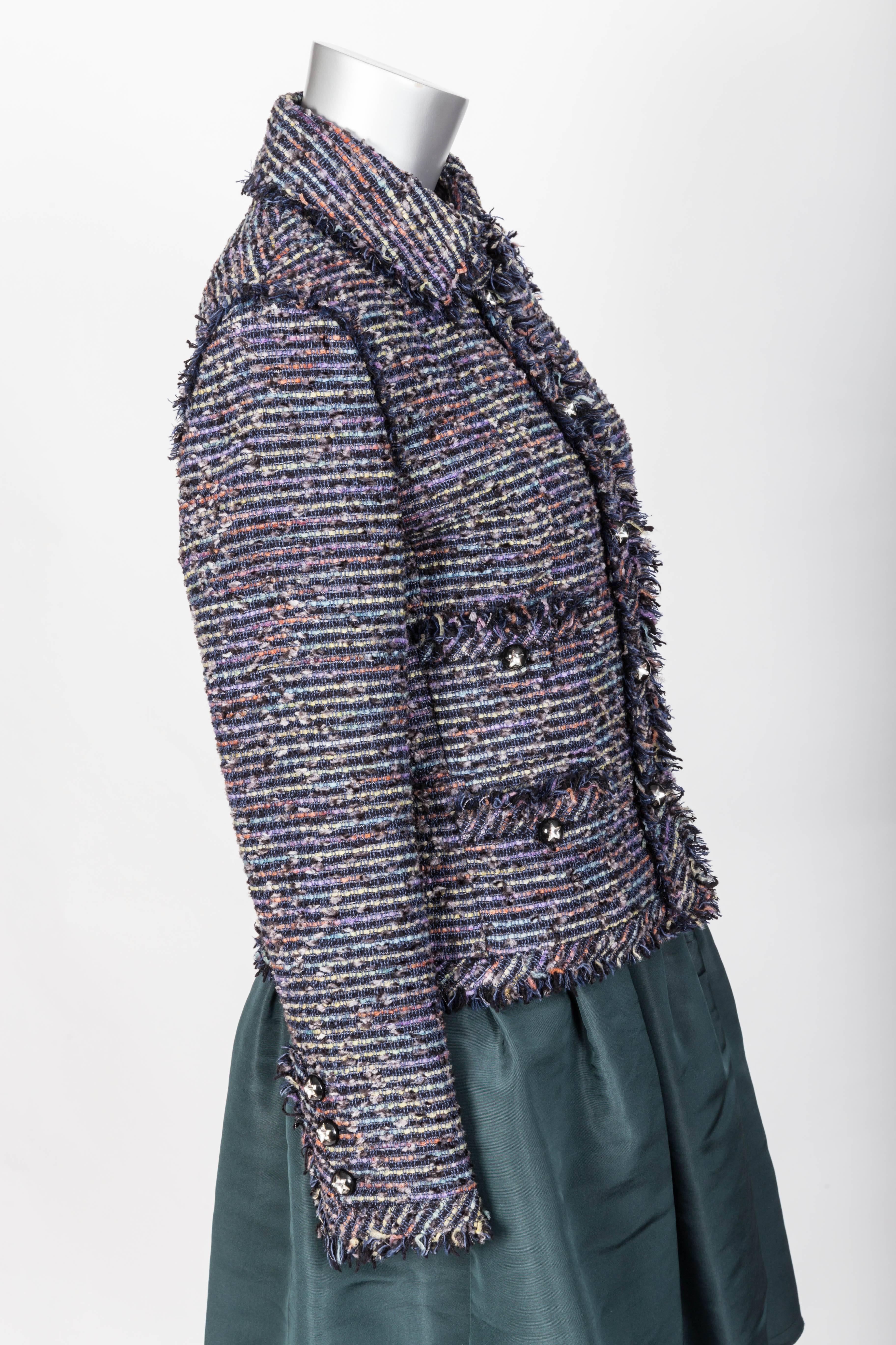 Women's or Men's Chanel Tweed Jacket with Fringe Trim FR 40 / US 8