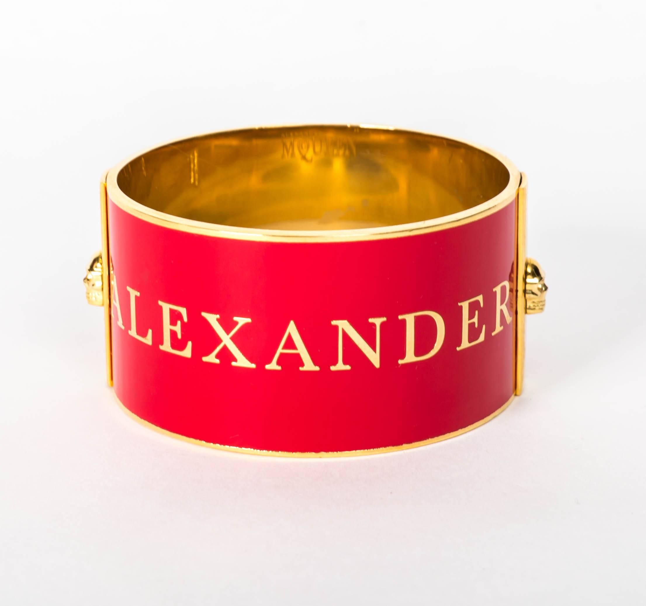 Alexander McQueen Red Enamel Cuff / Bracelet In New Condition In Westhampton Beach, NY